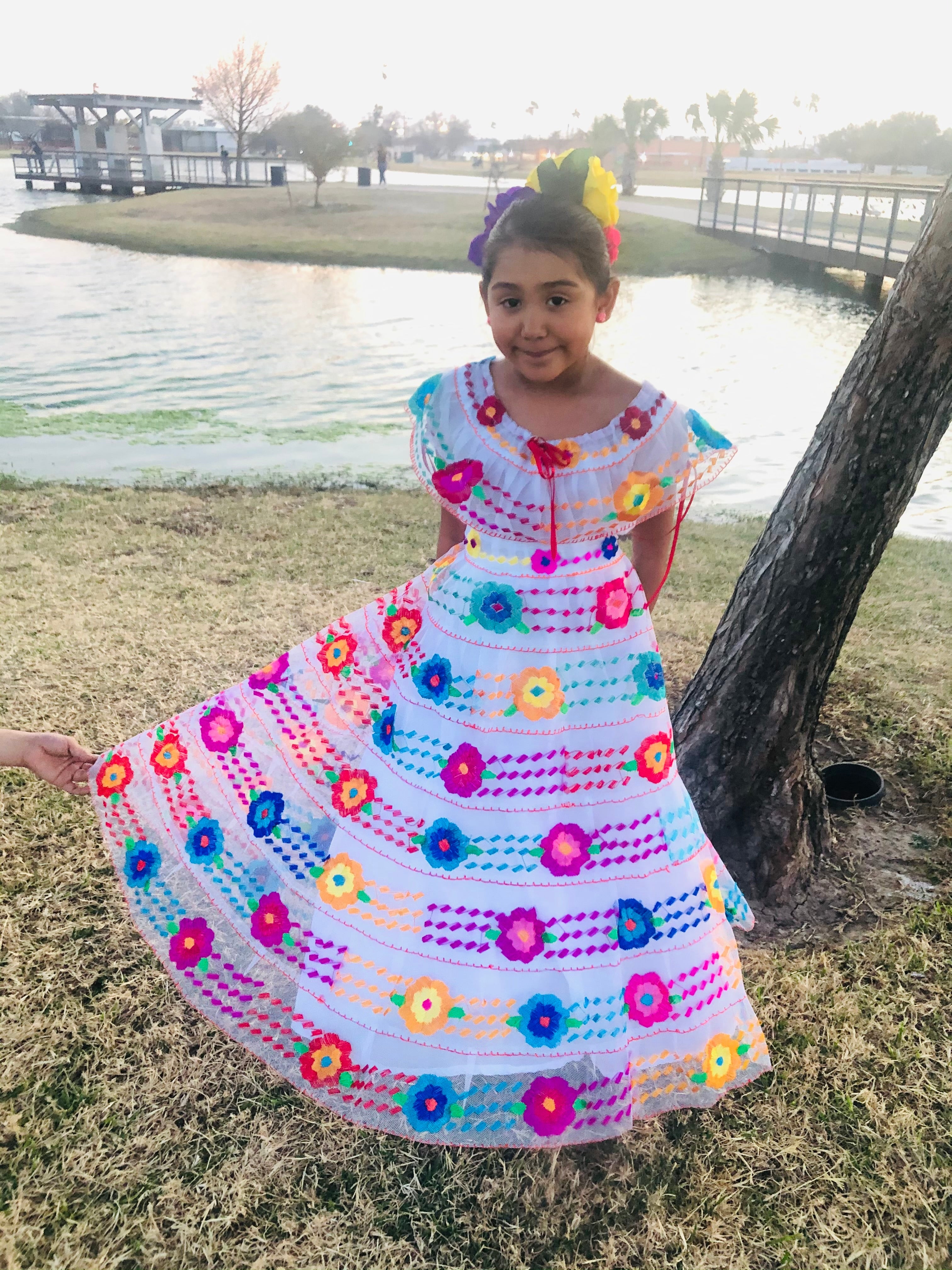 Mexican Chiapaneca Dress for Girls White