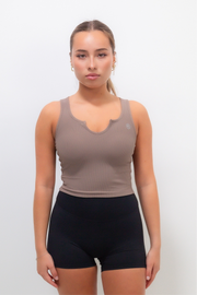 I Am Self Love Ribbed Quick-Dry Butter Taupe Tank