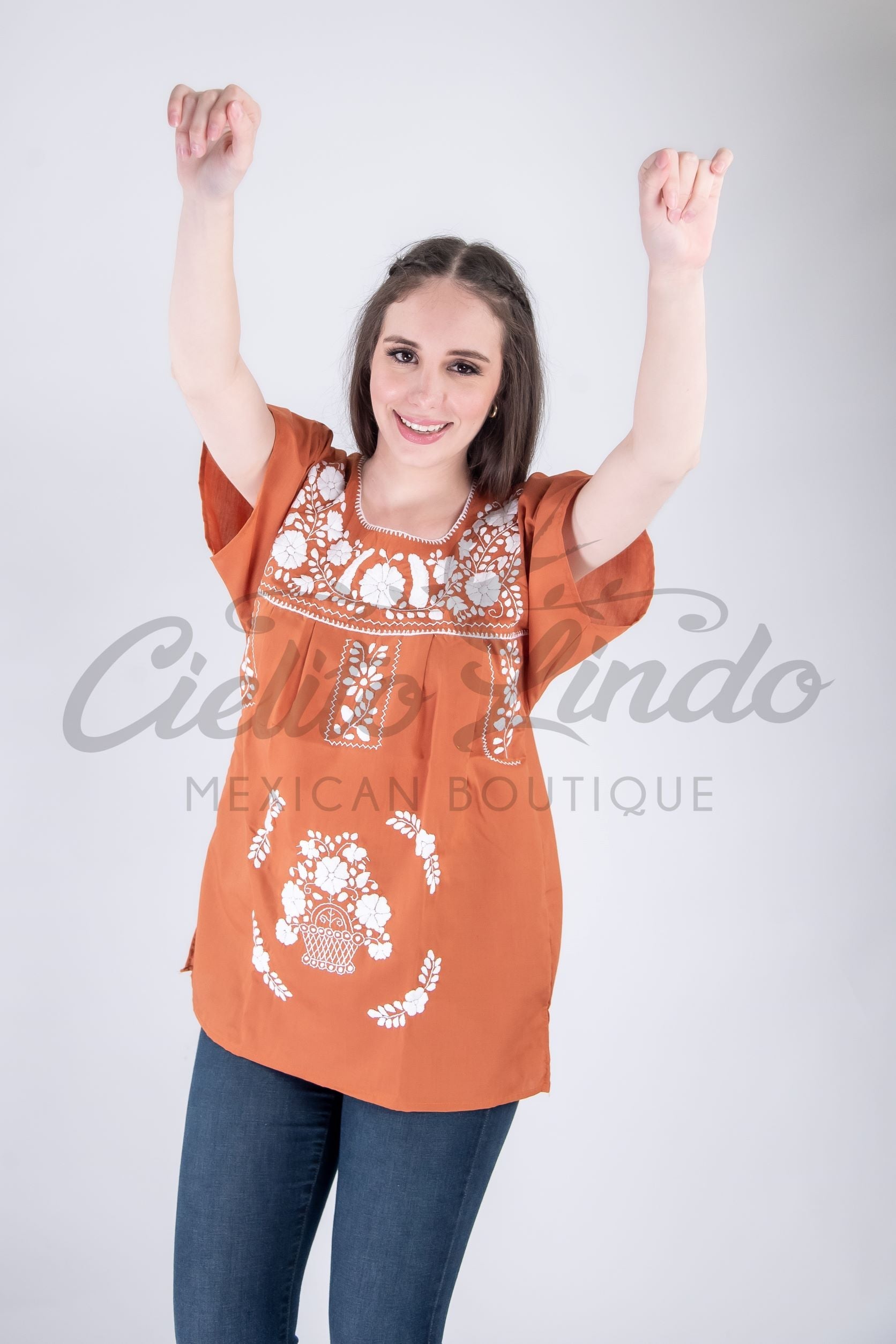 Mexican Blouse Full Embroidered Texas Longhorns