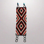 Handwoven Seed Bead Bracelet – Diamond Pattern in Red and Black -Guatemala