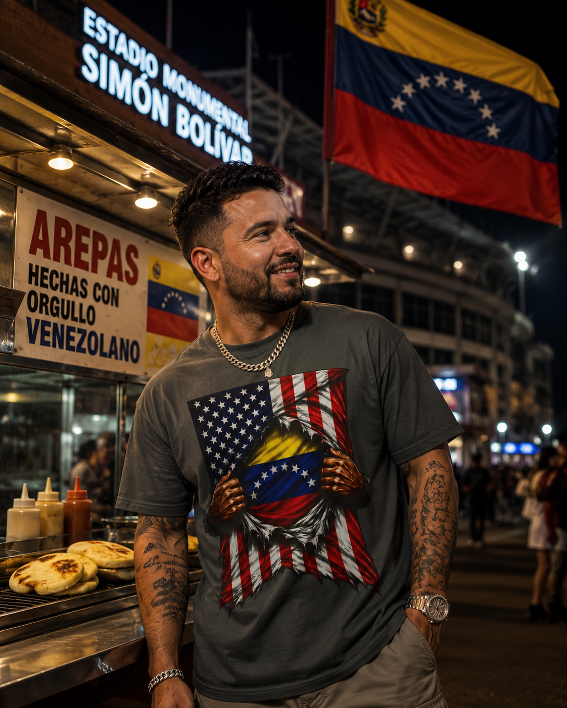 Venezuela Flag + USA Flag Pride T-shirt | Venezuelan + American Flag Rip 4th Of July | Funny Viral Latino Tees | Unisex - 4 Colors