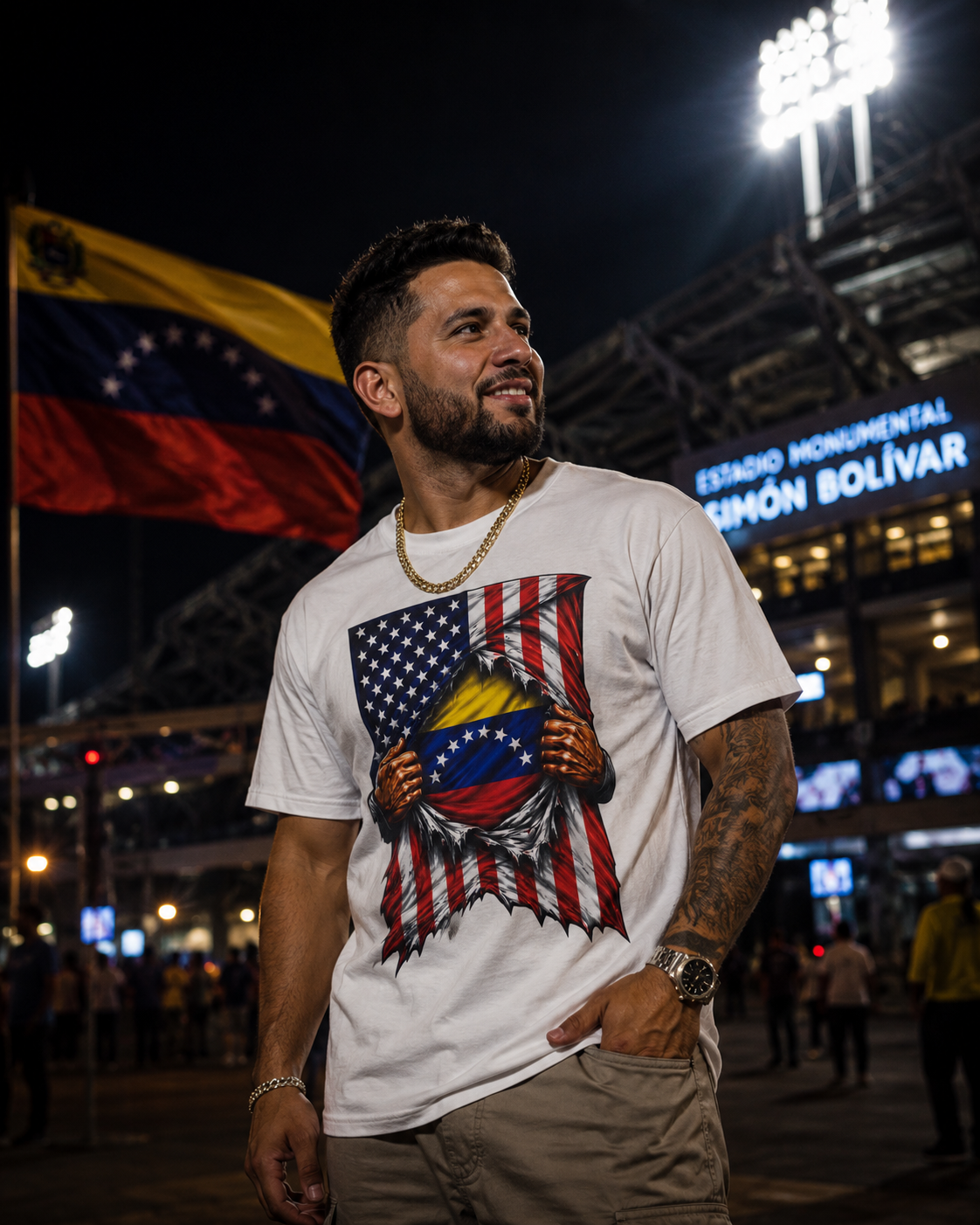 Venezuela Flag + USA Flag Pride T-shirt | Venezuelan + American Flag Rip 4th Of July | Funny Viral Latino Tees | Unisex - 4 Colors