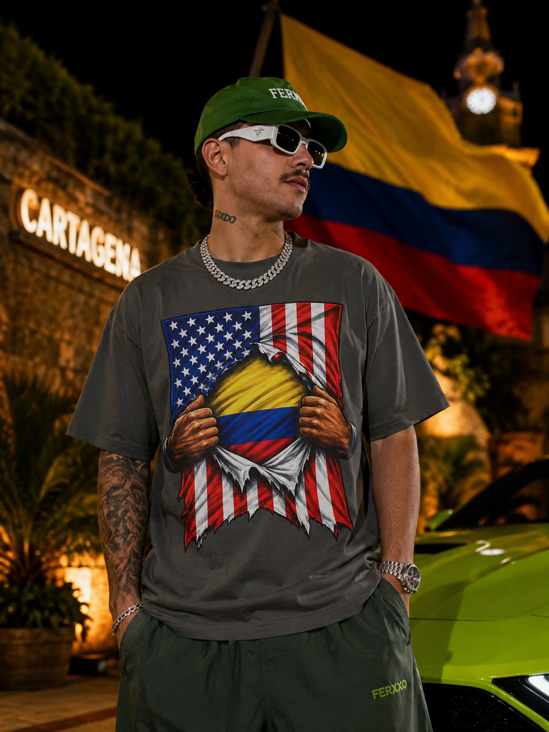 Colombia Flag + USA Flag Pride T-shirt | Colombian + American Flag Rip 4th Of July | Funny Viral Latino Tees | Unisex - 4 Colors