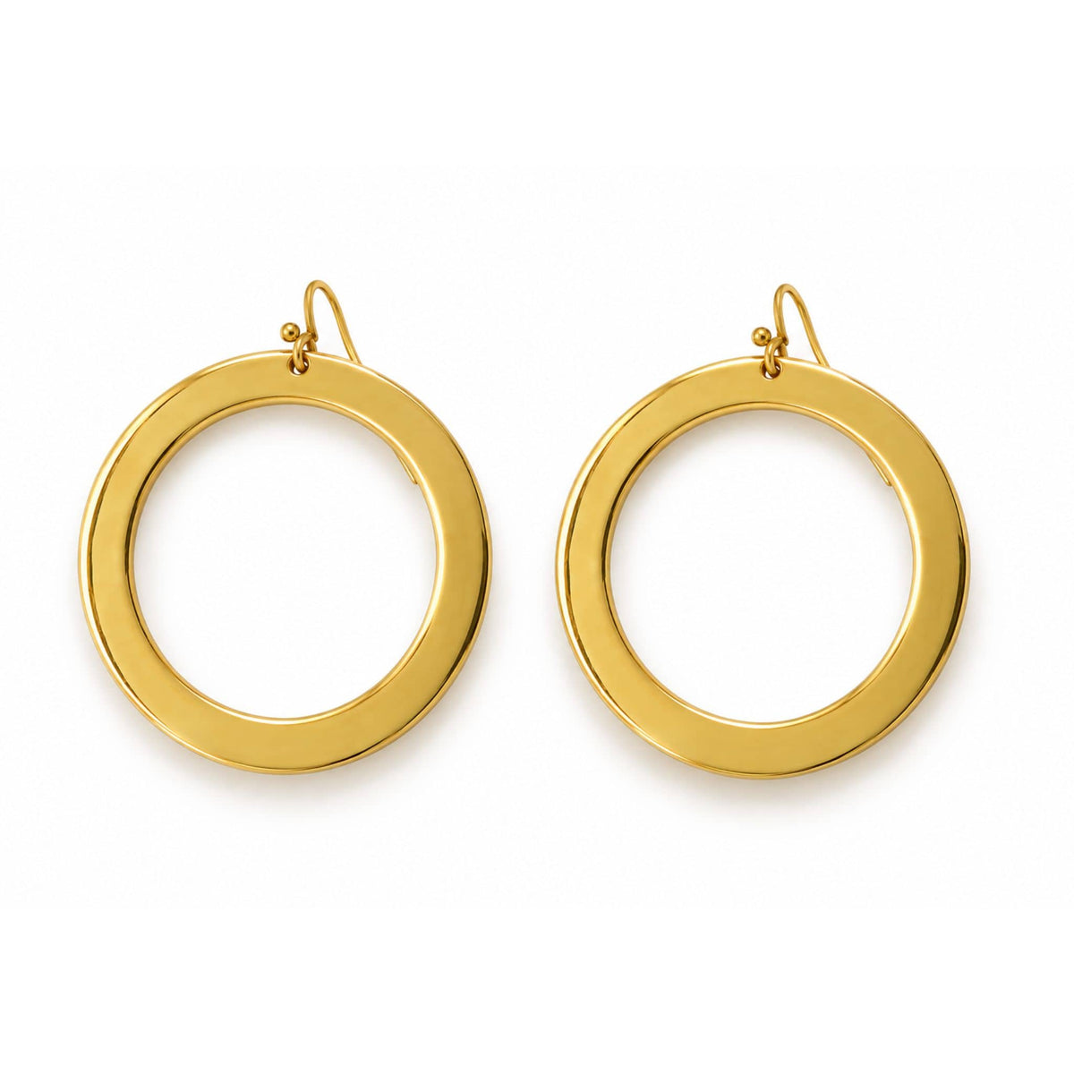 Sura Brass Circular Drop Hoop Earrings for Women