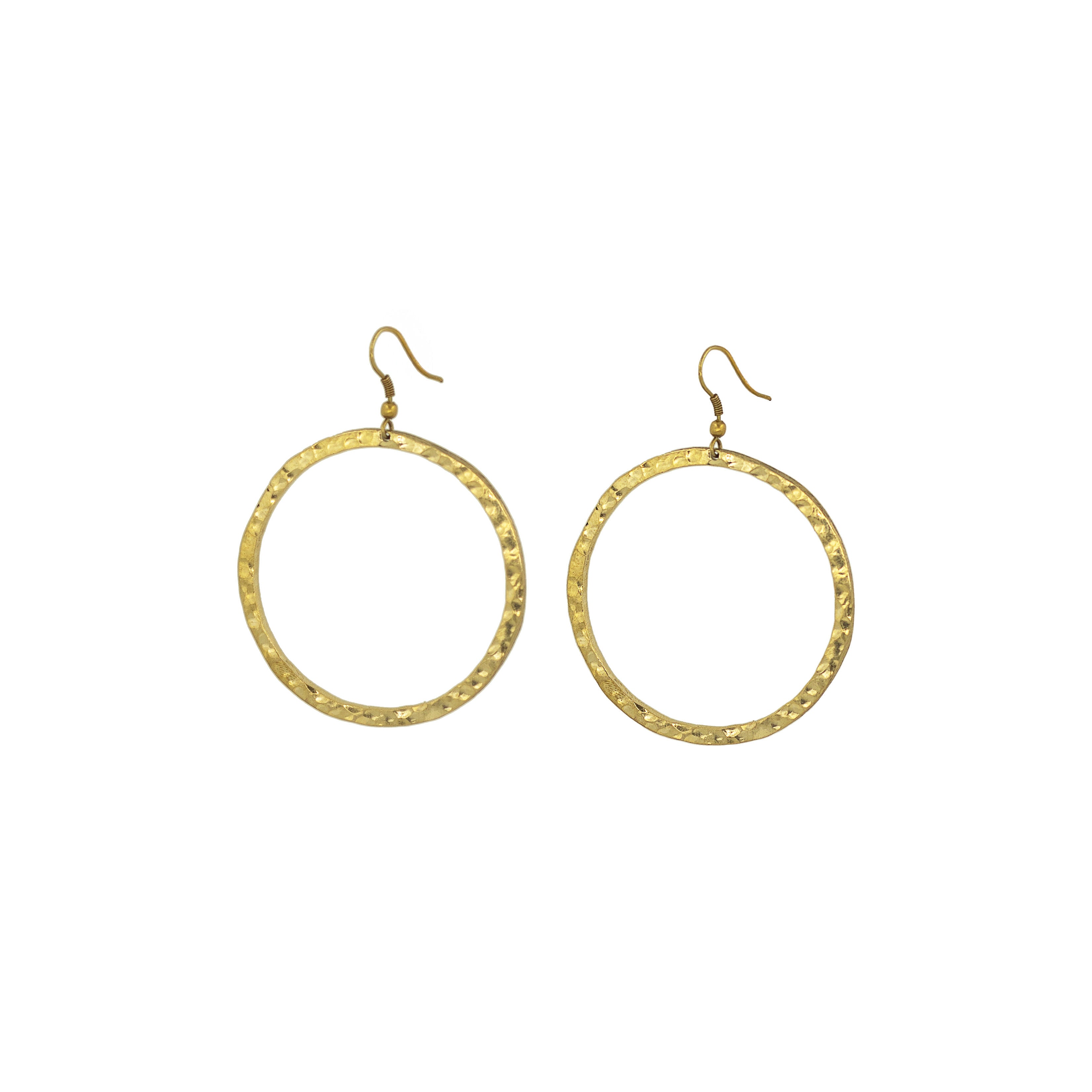 Sura Brass Circular Drop Hoop Earrings for Women