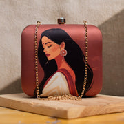 Clutch with Women Portrait in Saree & Long Hair
