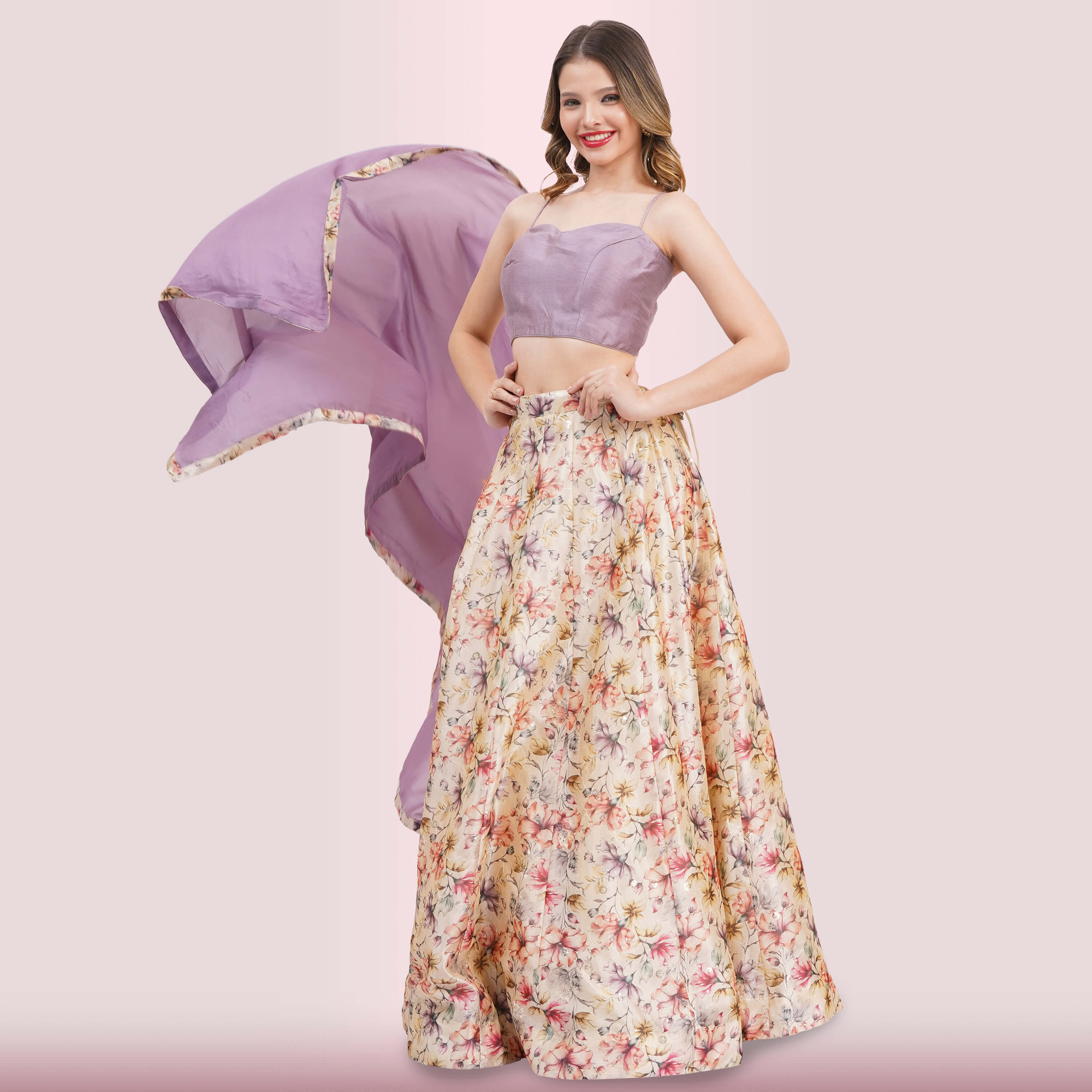 Custom Designed Floral Lehenga