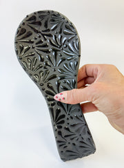 Mexican Black Talavera Style Spoon Rest Engobe - Porta Cuchara Engobe
