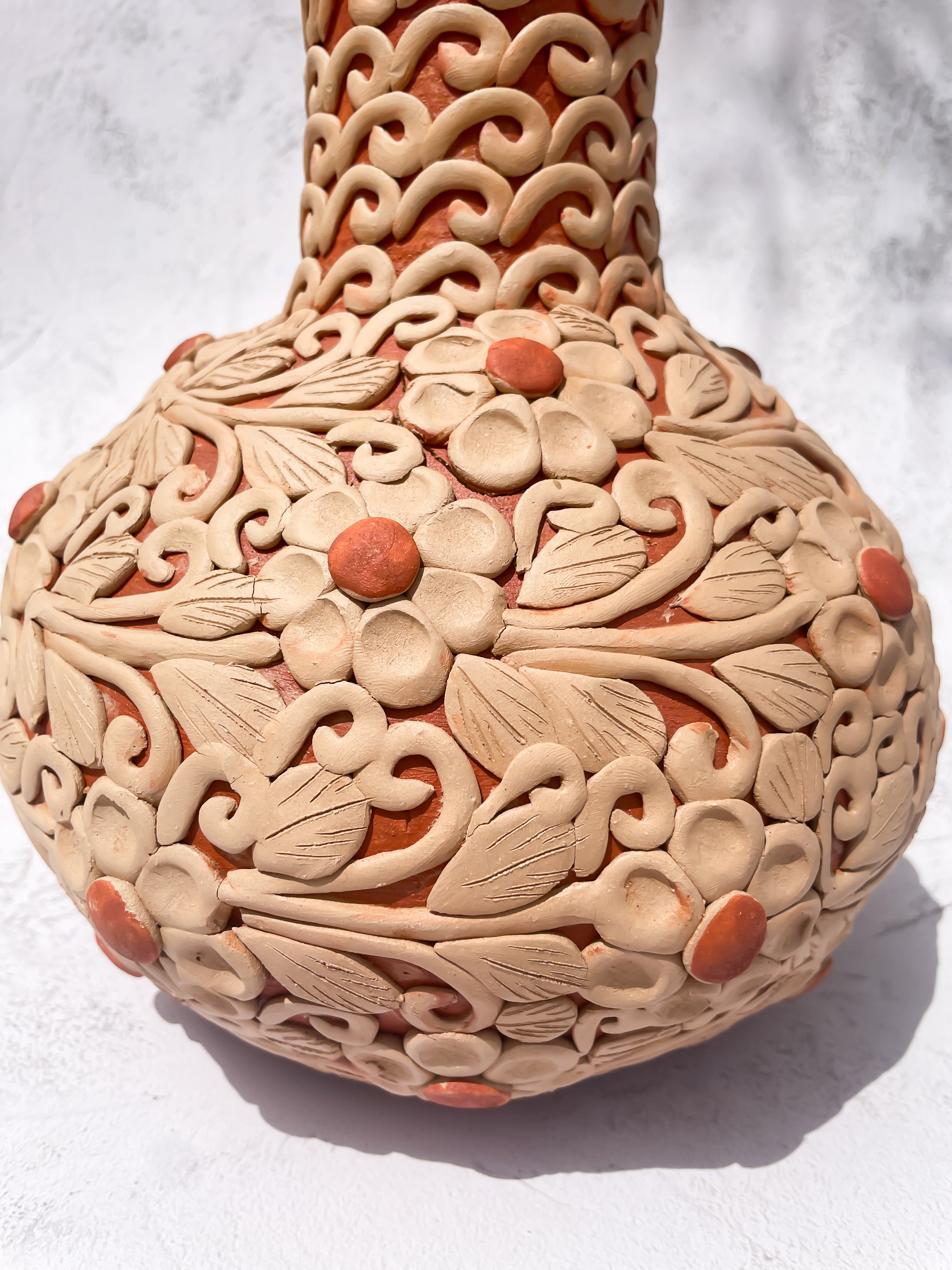 Oaxaca Pottery Vase Large Vase - Florero Bordado En Barro