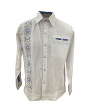 Men's Guayabera Cabos White Royal Blue
