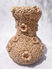 Oaxaca Pottery Vase Large Vase - Florero Bordado En Barro