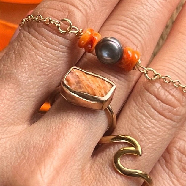 Custom 14k Gold Filled Wrapped Shell/Spondy Rings
