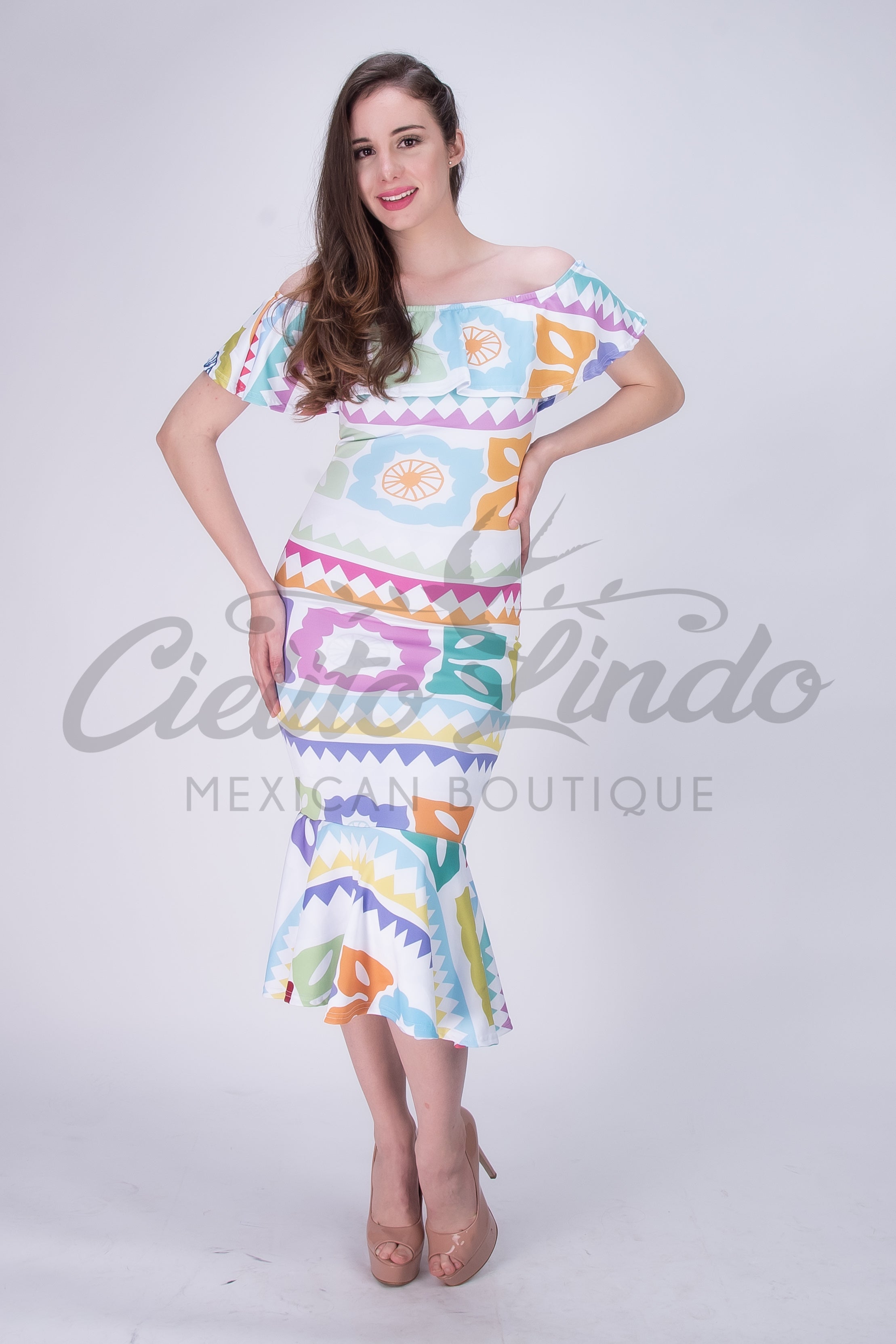 Mexican Jalapa Printed Maxi Dress