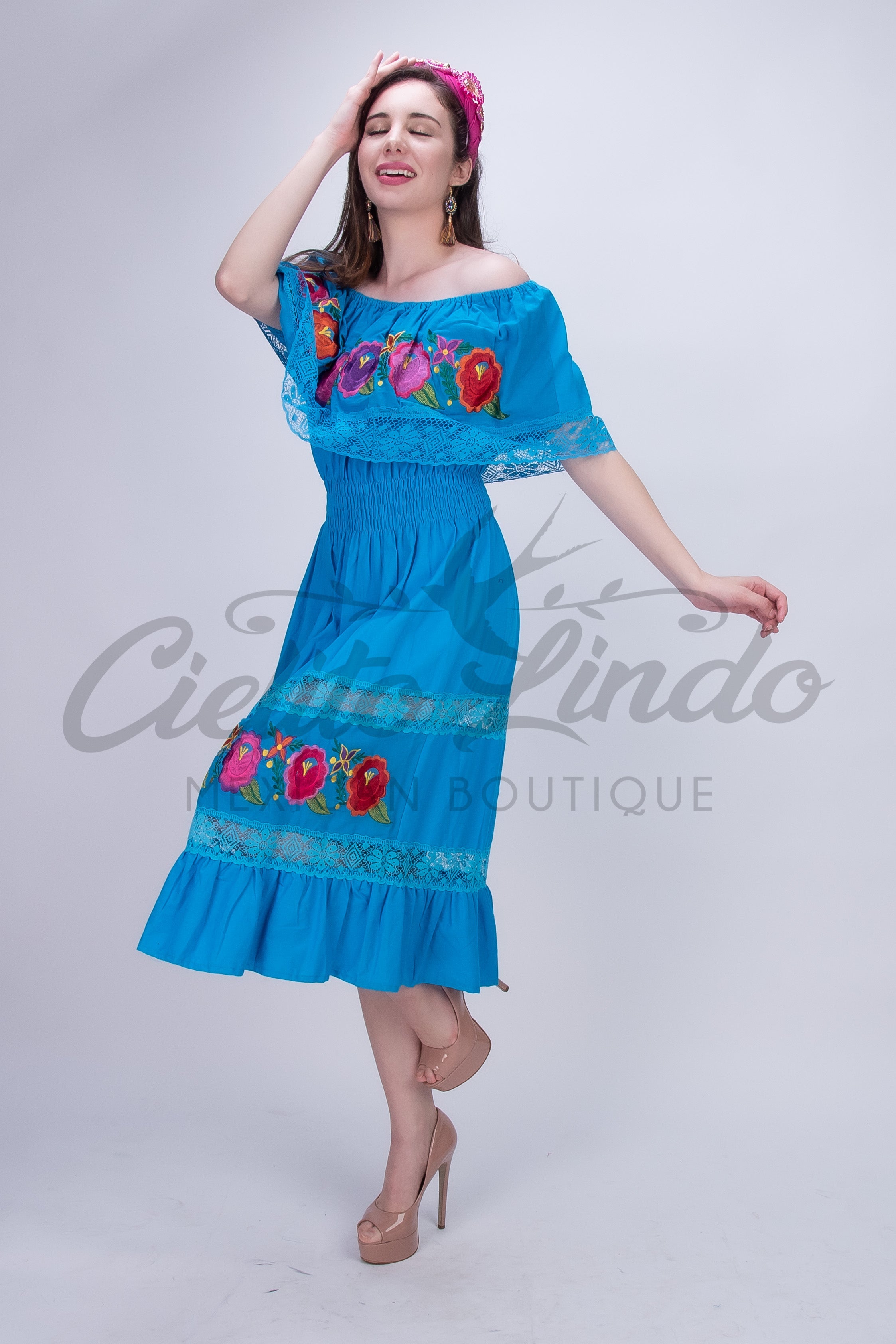 Off the Shoulder Victoria Dress Blue
