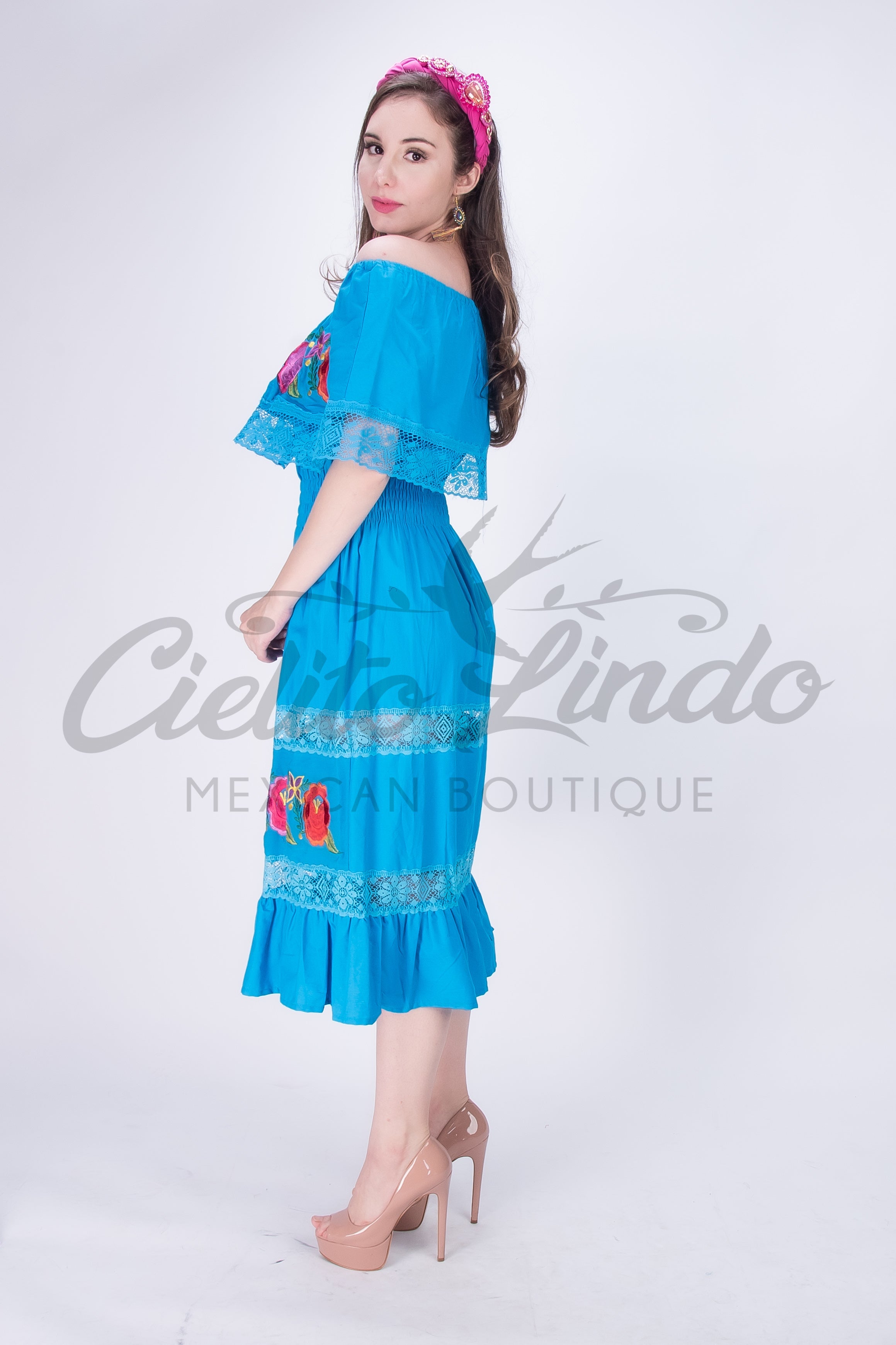 Off the Shoulder Victoria Dress Blue