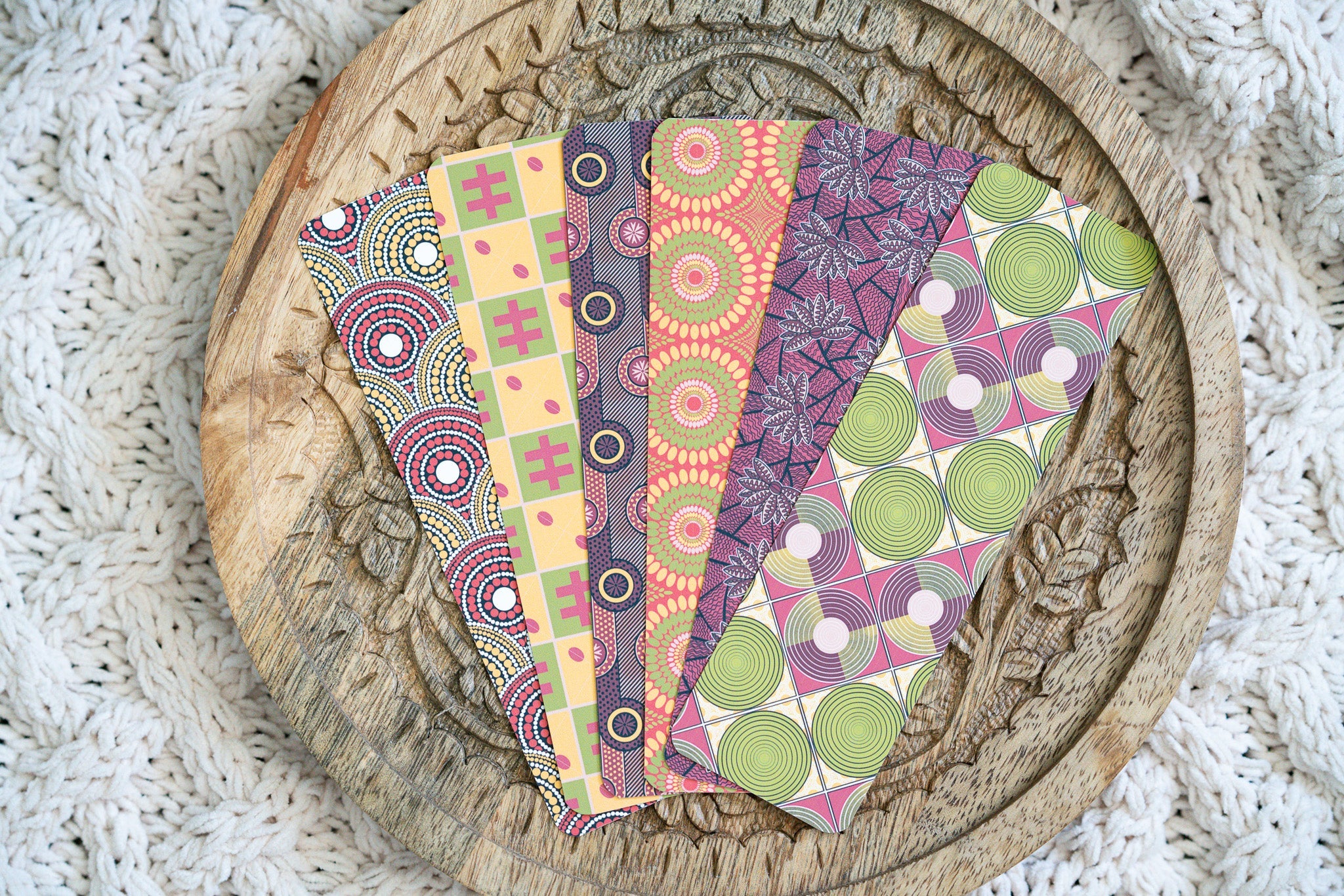 African Print Bookmarks - Red Blossom (Ankara)