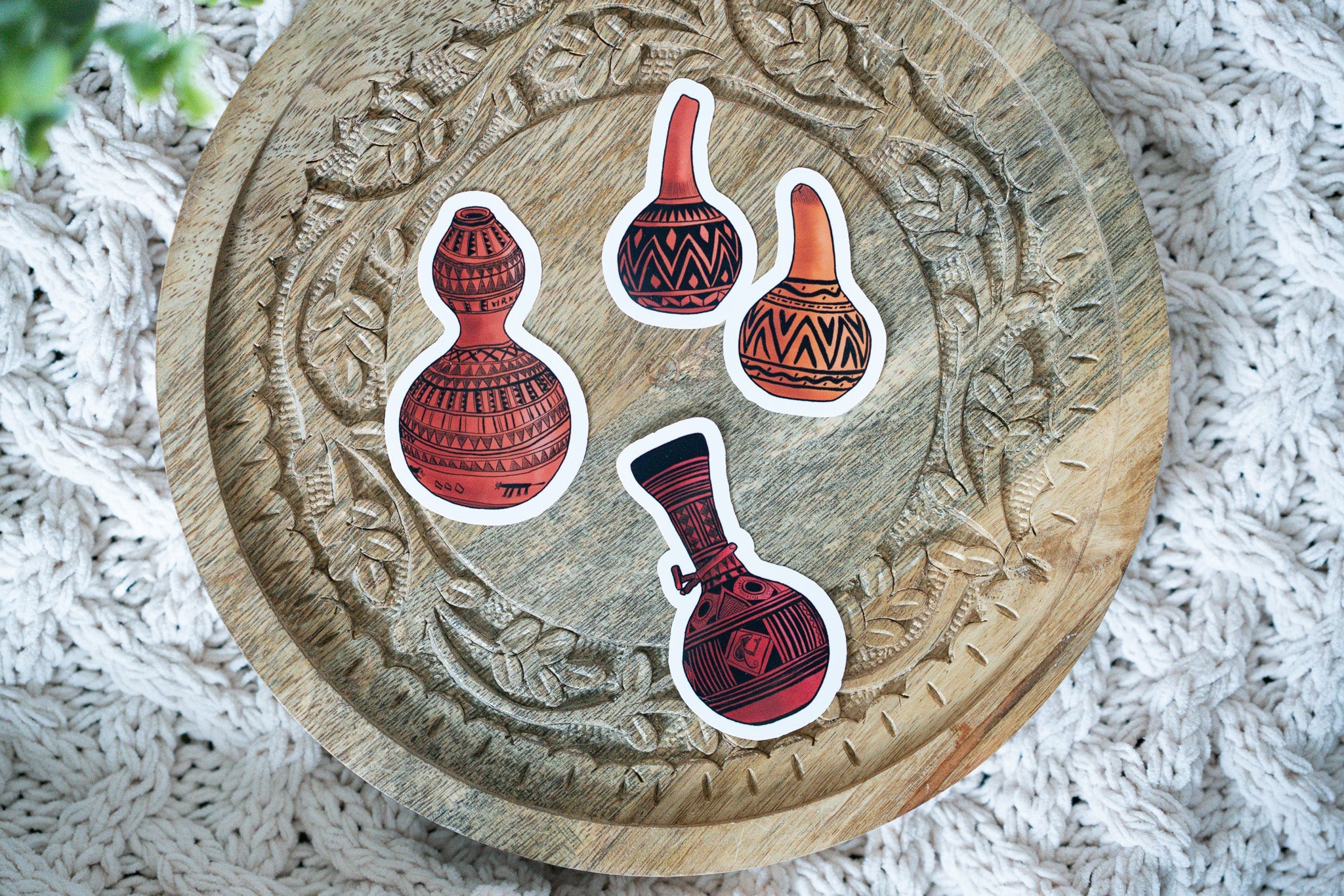 African Calabash Stickers: Orange
