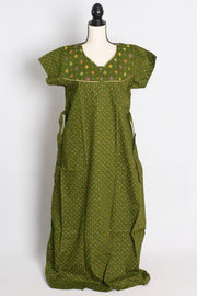 Green Polka Dot Pure Cotton Indian Women Nighty