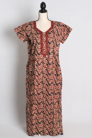 Pure Cotton Kalamkari Black Indian Nighty