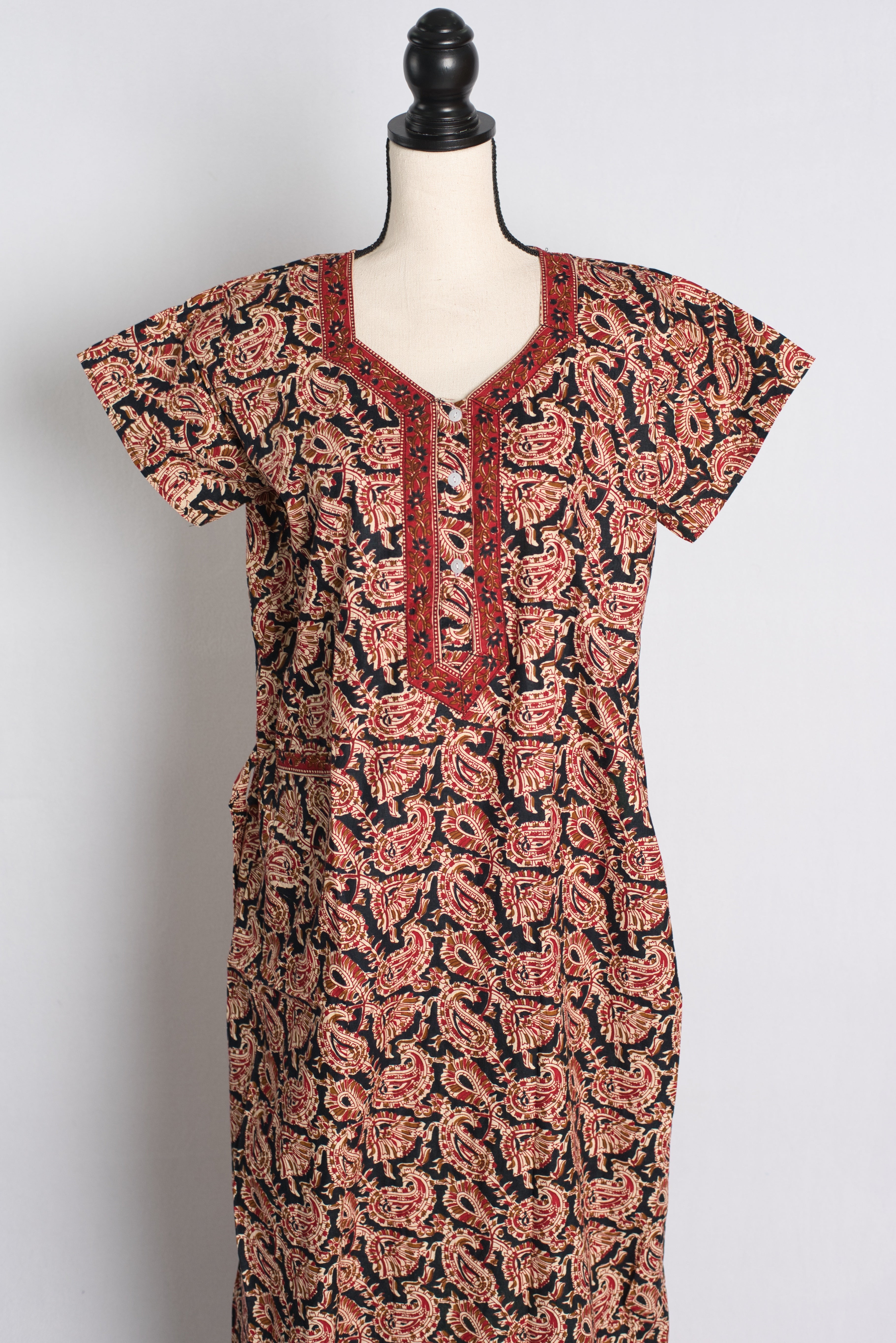 Pure Cotton Kalamkari Black Indian Nighty