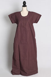Pure Cotton Maroon Embroidered Indian Nighty