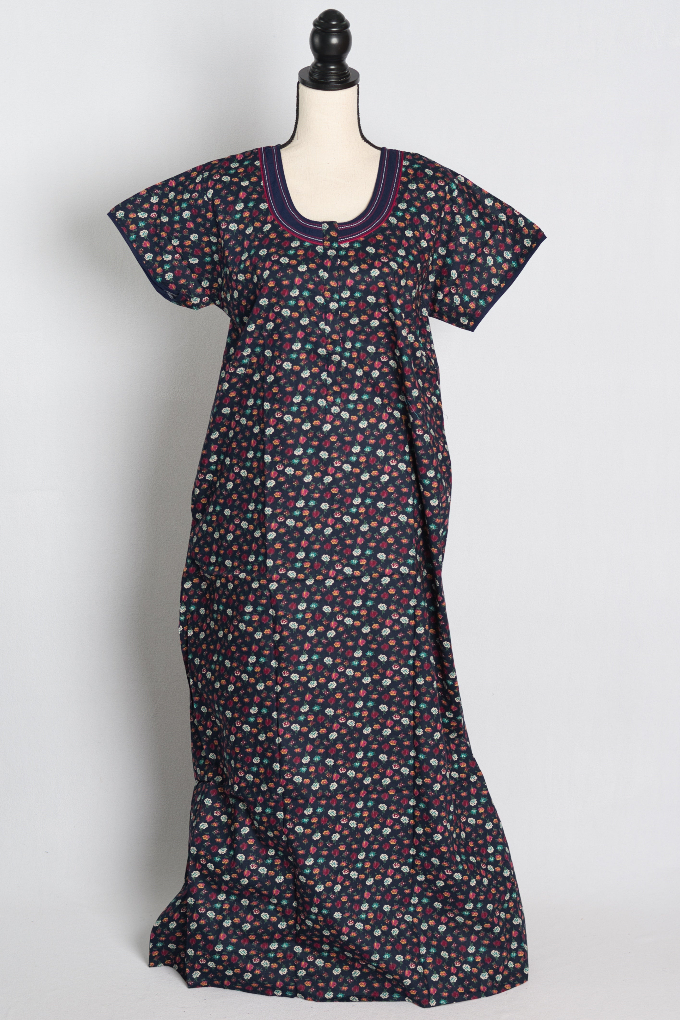 Pure Cotton Blue Floral Printed Indian Nighty