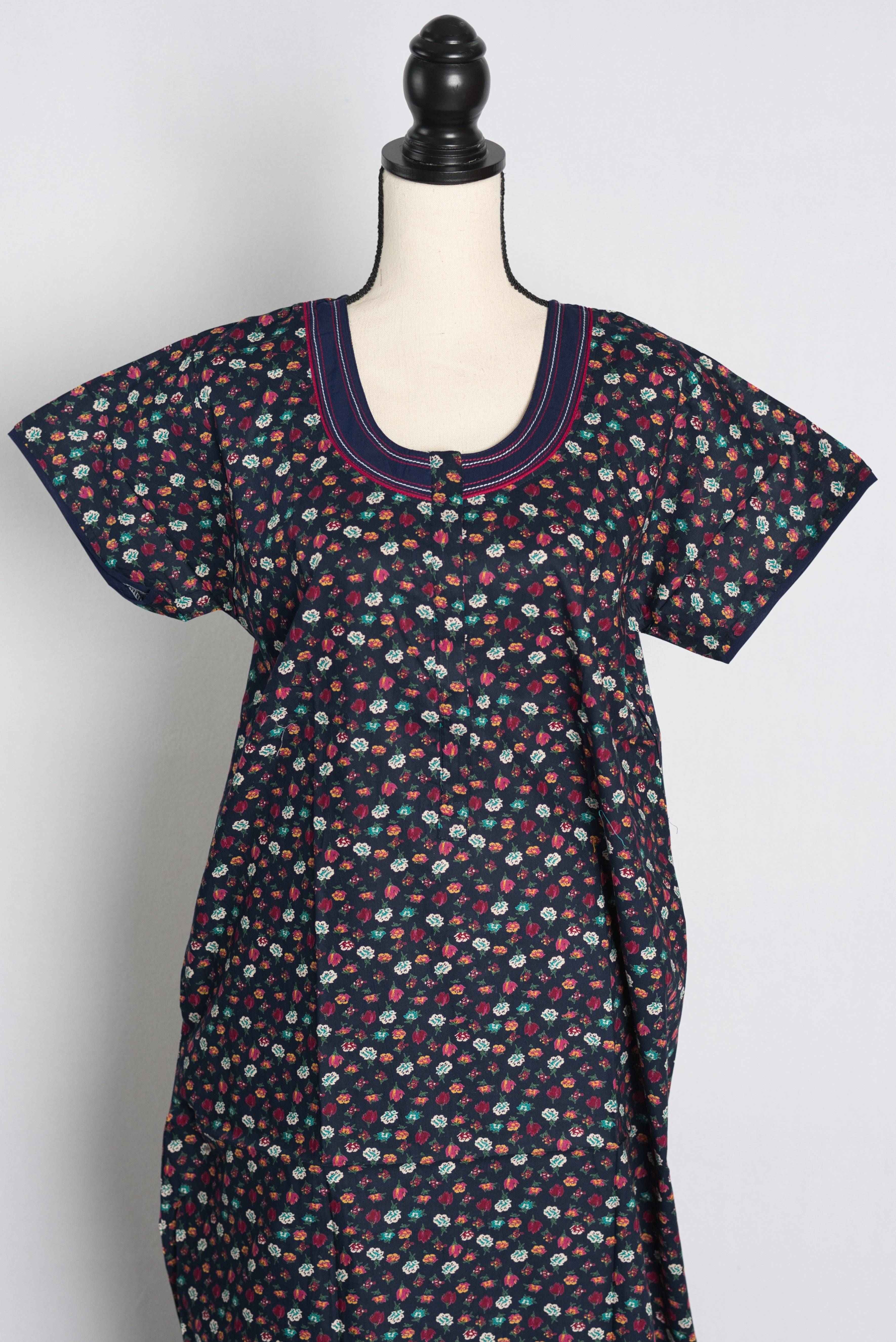 Pure Cotton Blue Floral Printed Indian Nighty