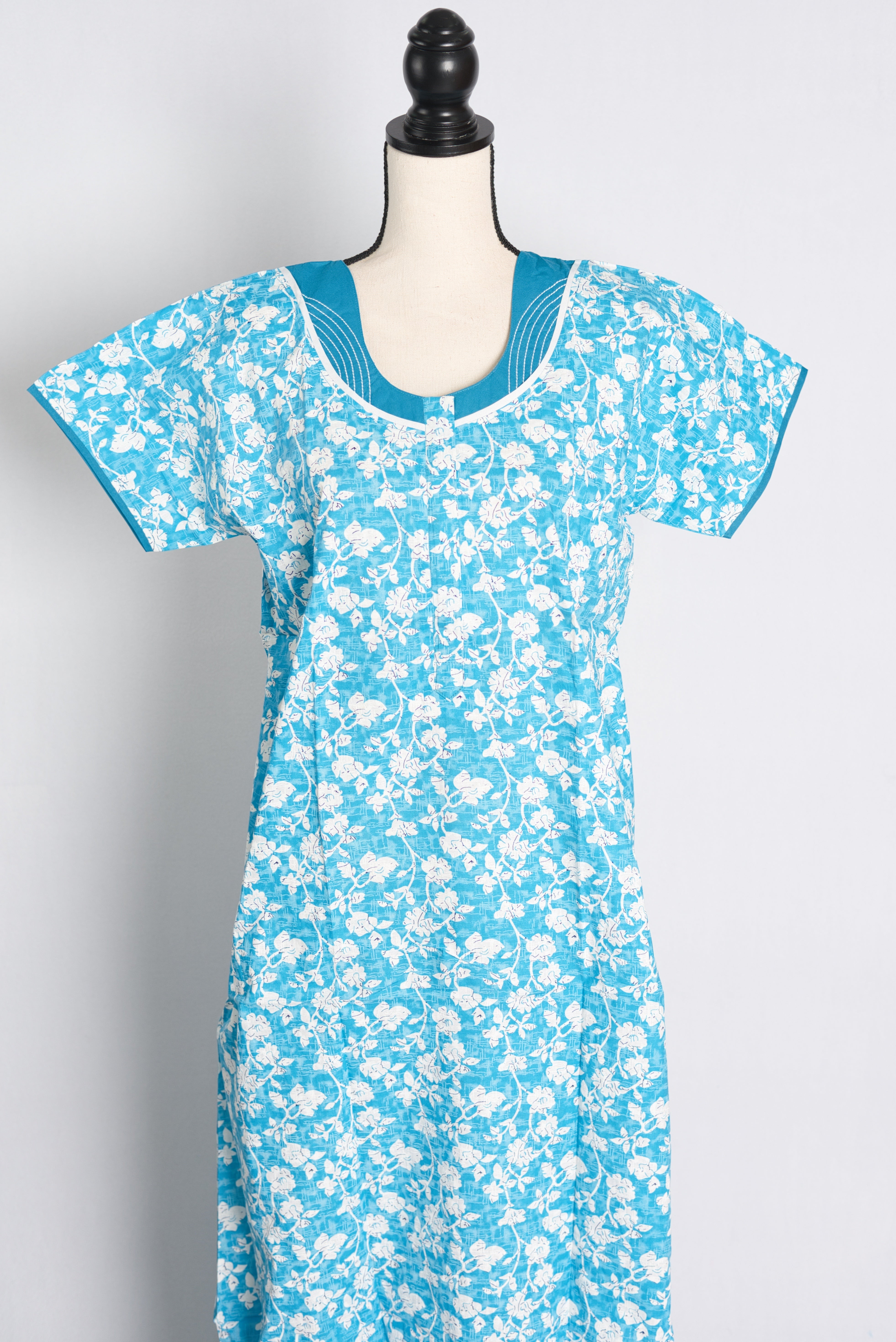 Printed Blue Cotton Nightwear in Regular Size