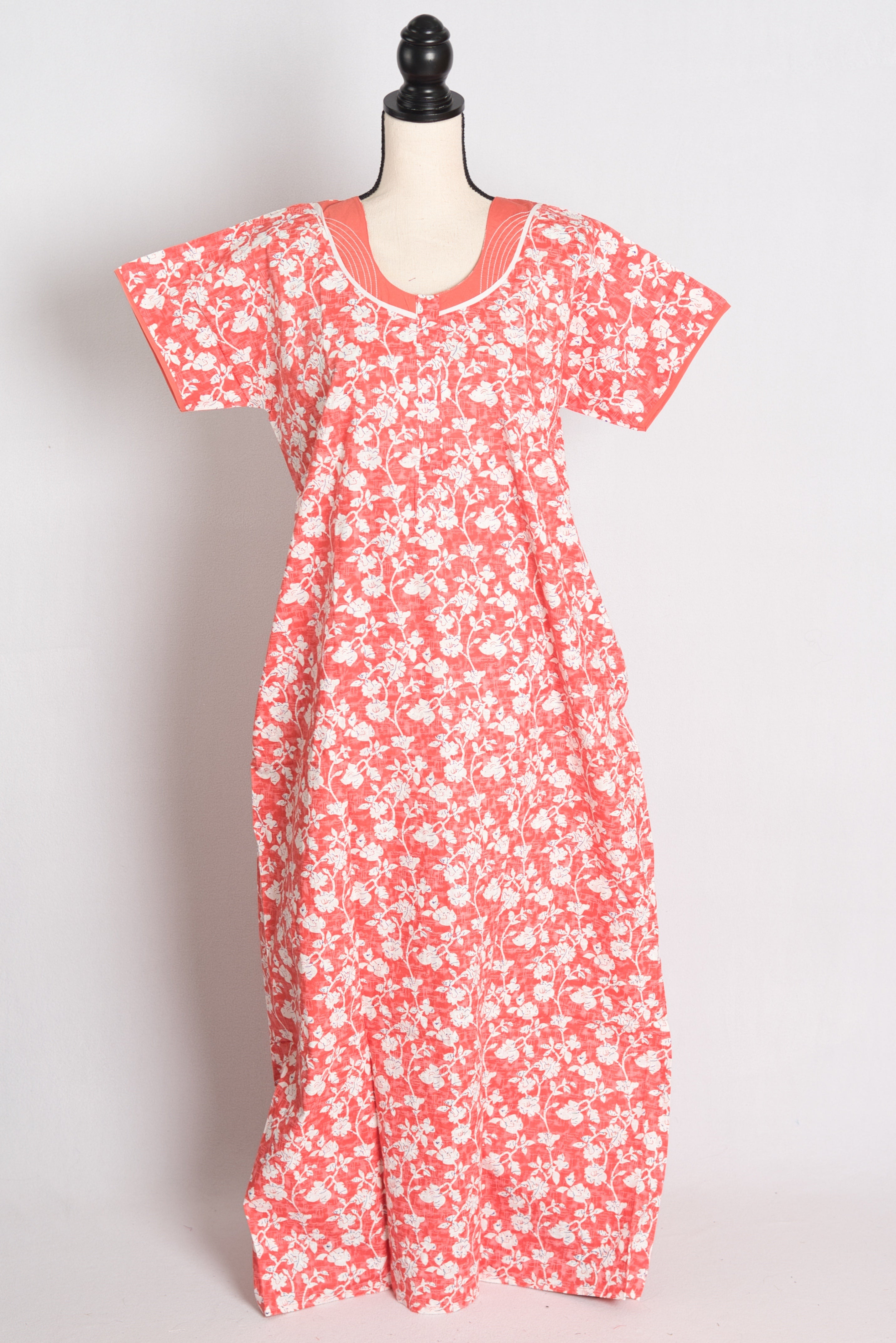 Printed Peach Cotton Nightwear in Regular Size