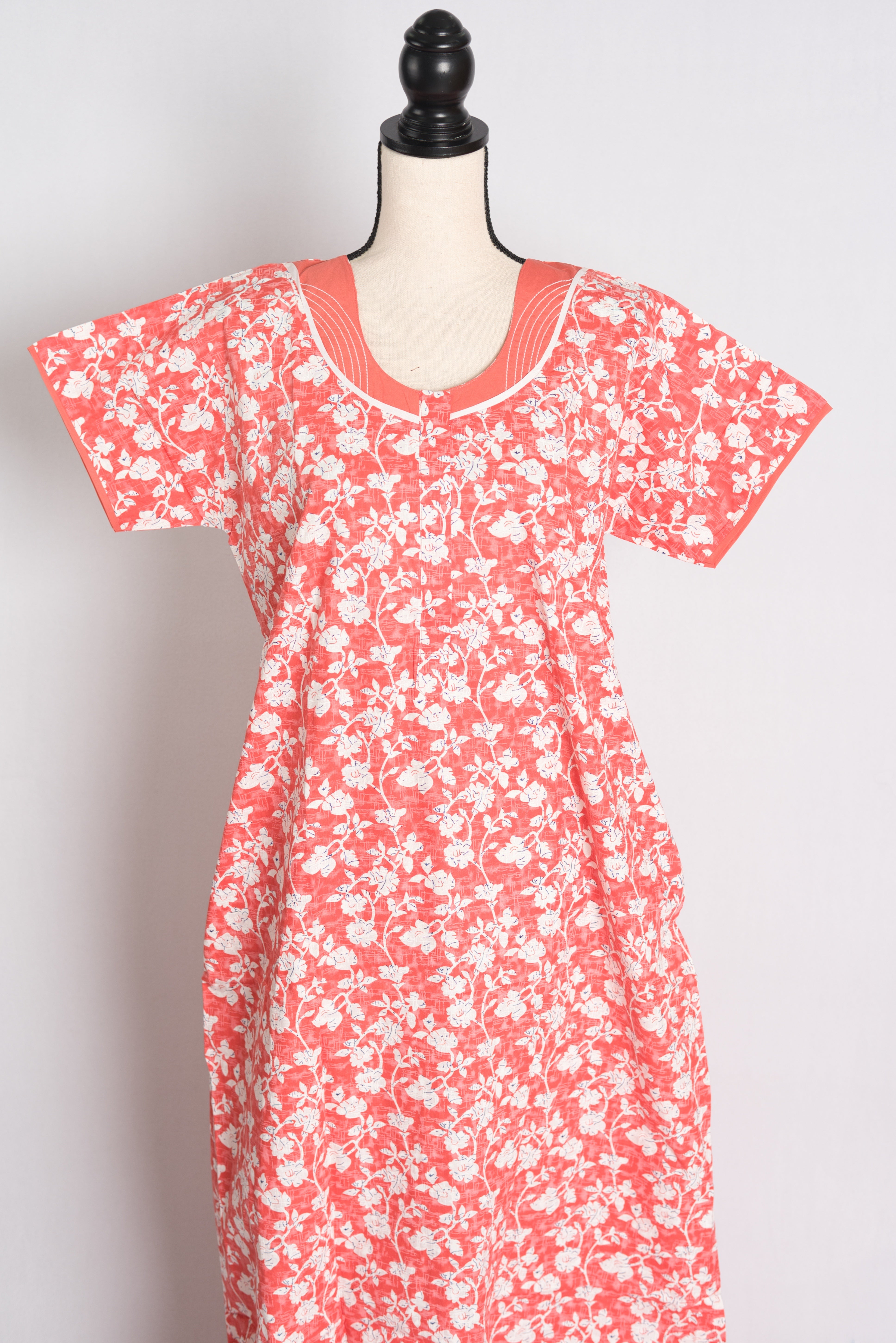 Printed Peach Cotton Nightwear in Regular Size