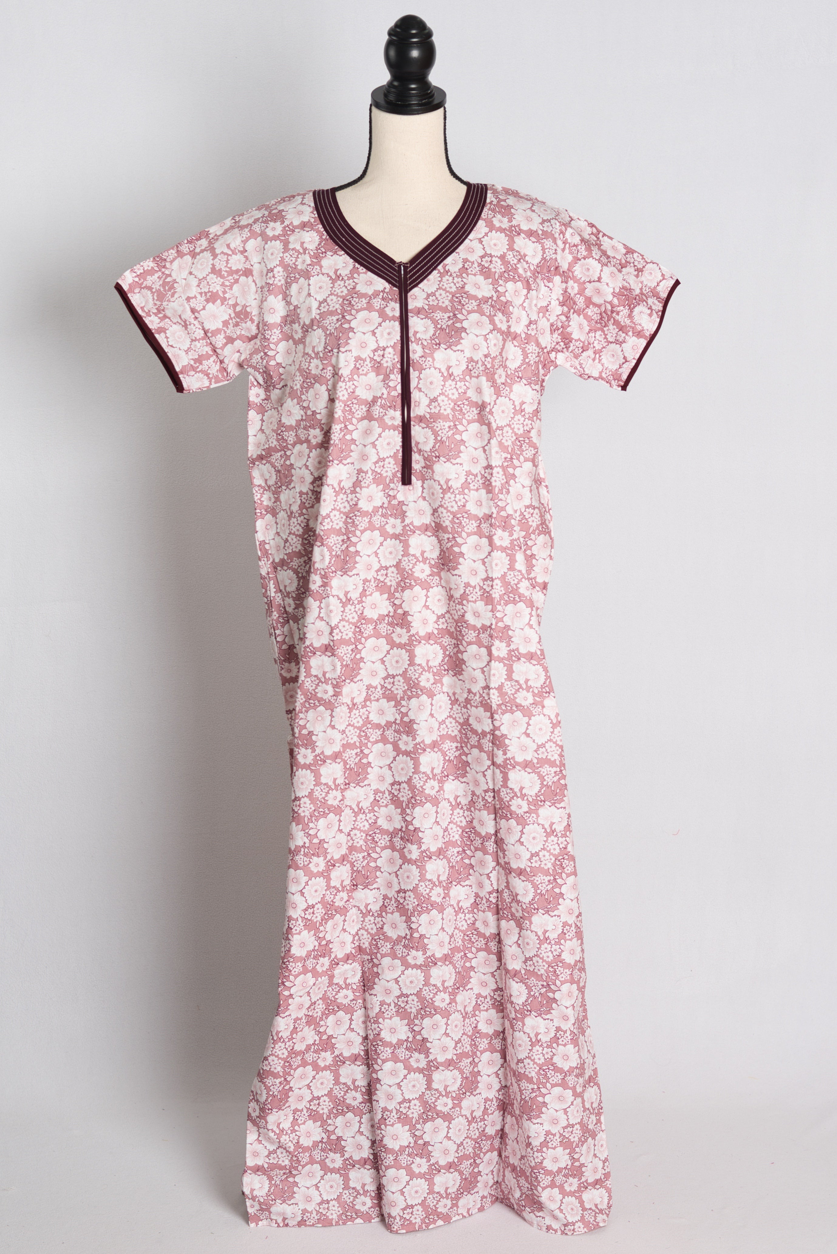 Printed Pink Cotton Nightwear in Regular Size