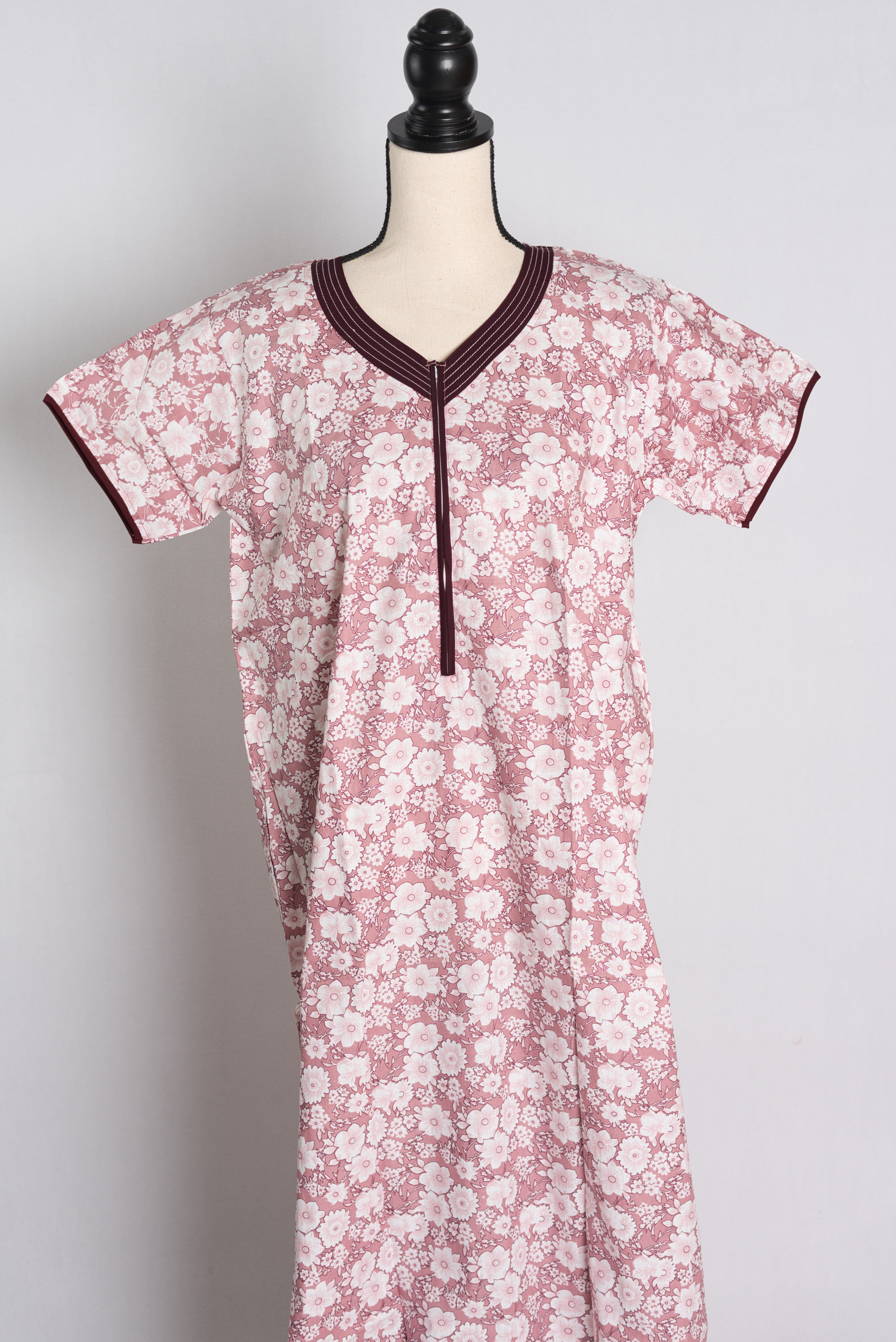 Printed Pink Cotton Nightwear in Regular Size