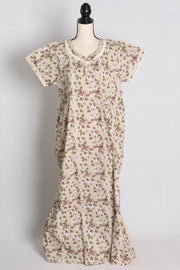 Printed Beige Cotton Nightwear in Regular Size
