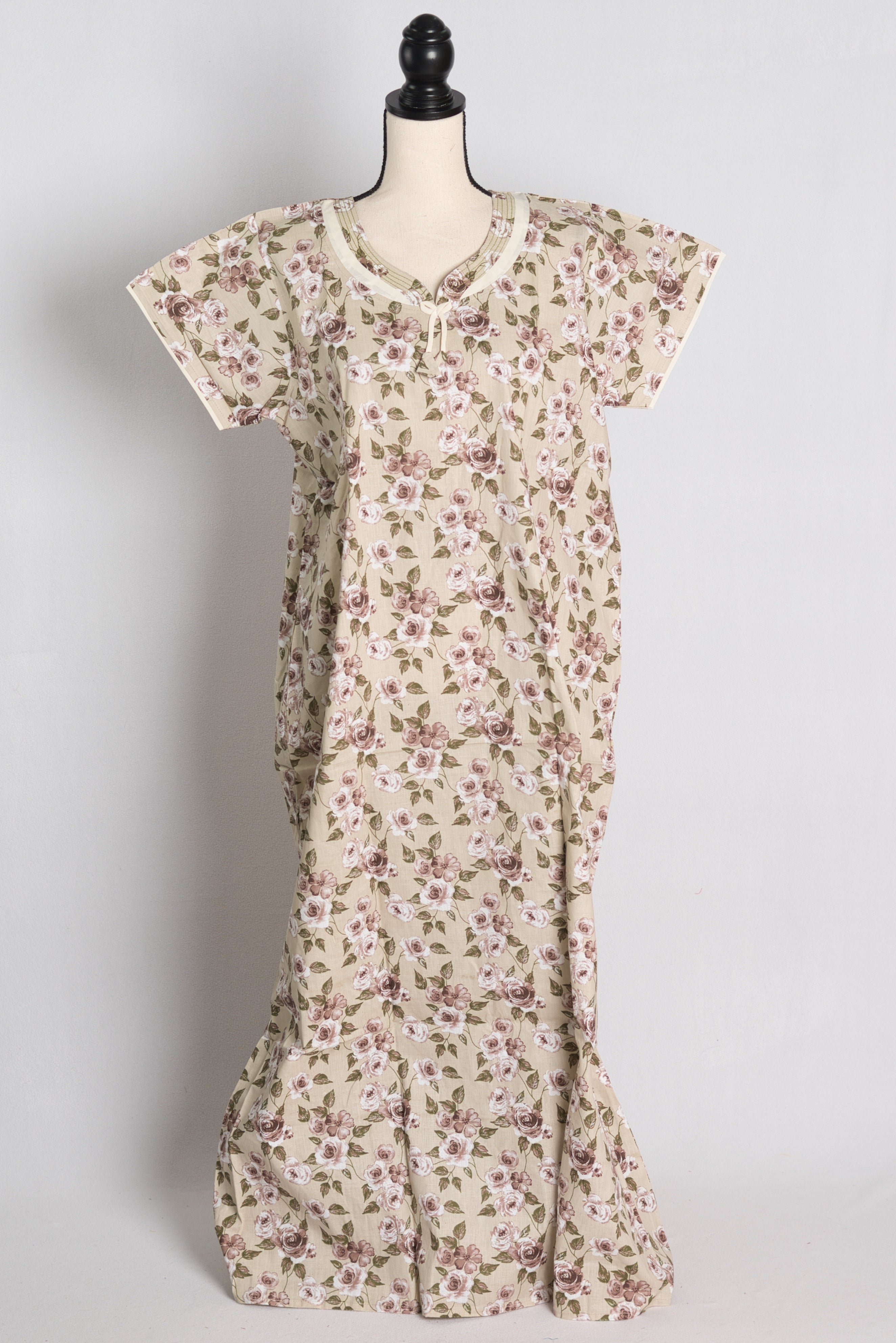 Printed Beige Cotton Nightwear in Regular Size