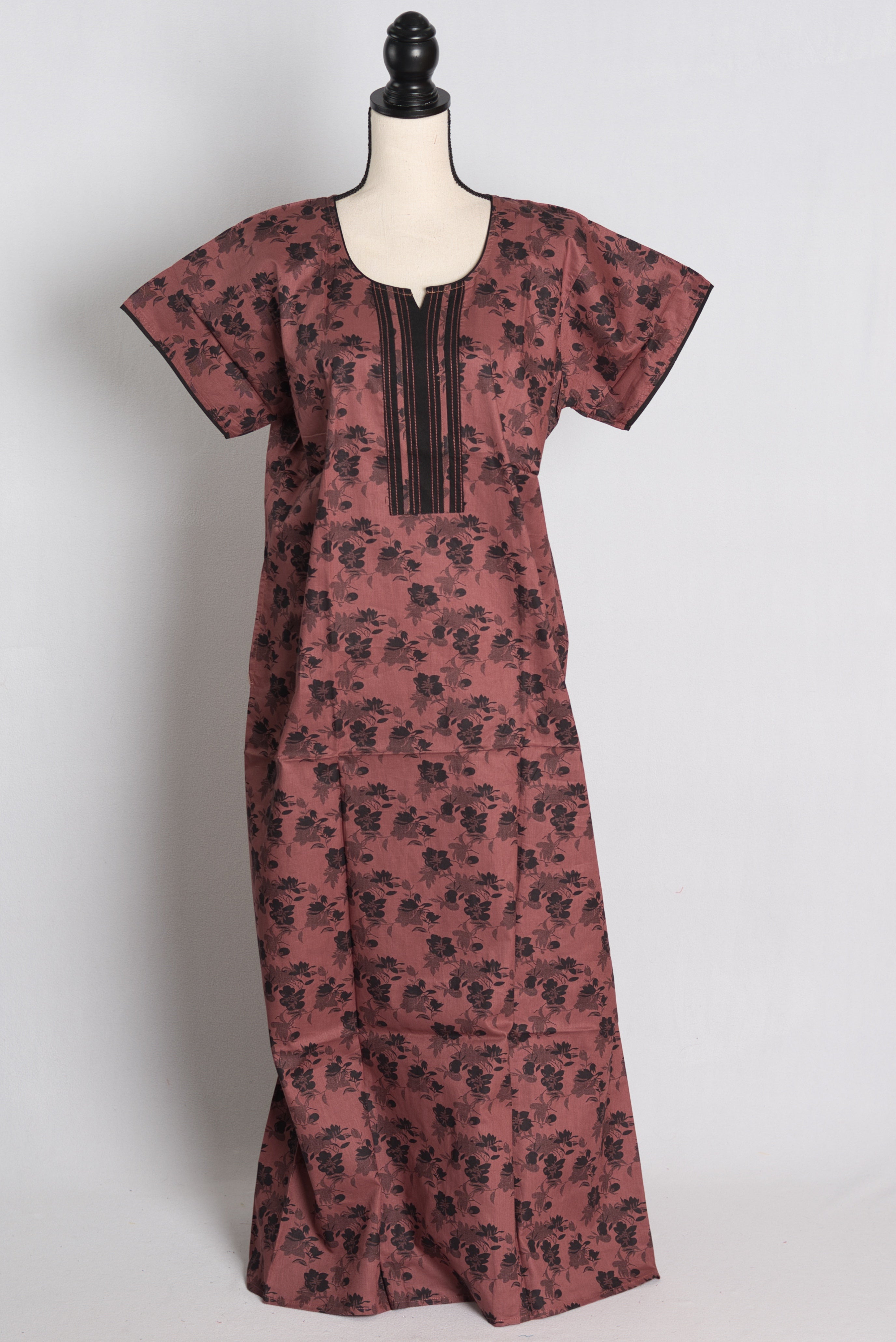 Printed Brown Cotton Nightwear in Regular Size