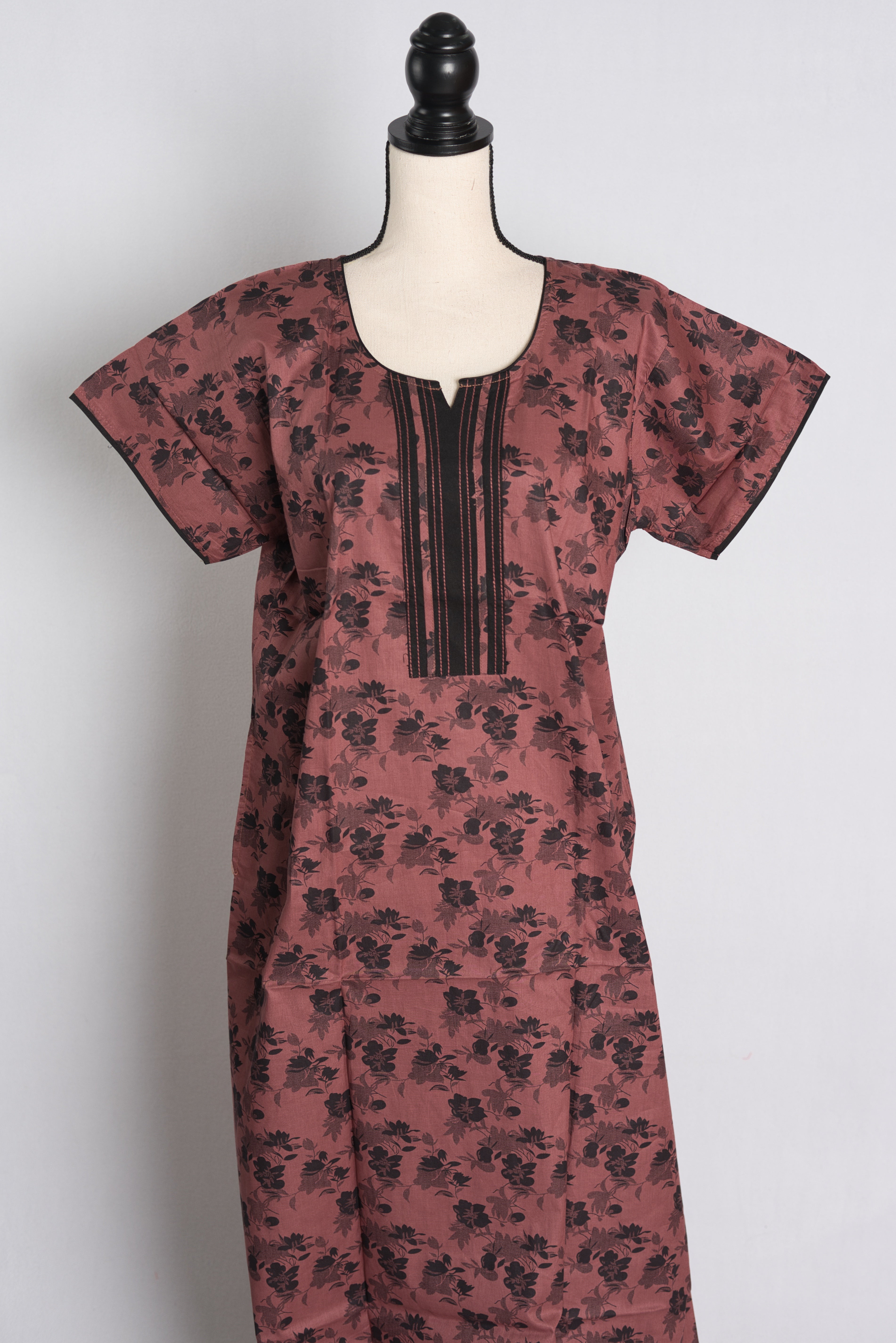 Printed Brown Cotton Nightwear in Regular Size