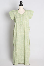 Printed Green Cotton Nightwear in Regular Size