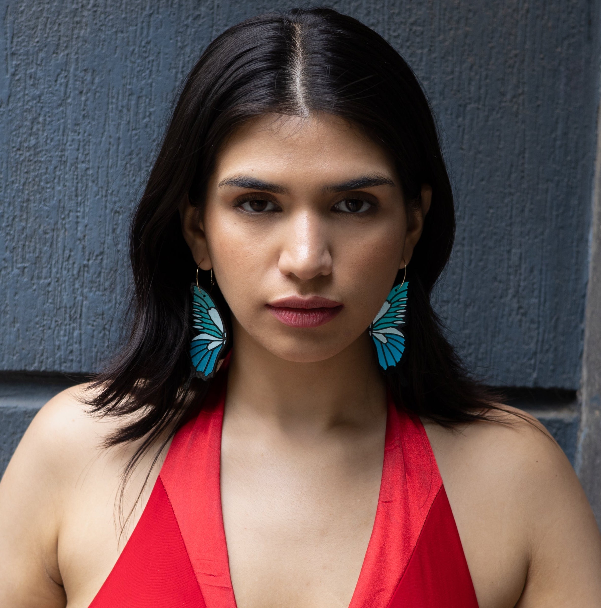 Blue Fantasy Butterfly Hoops
