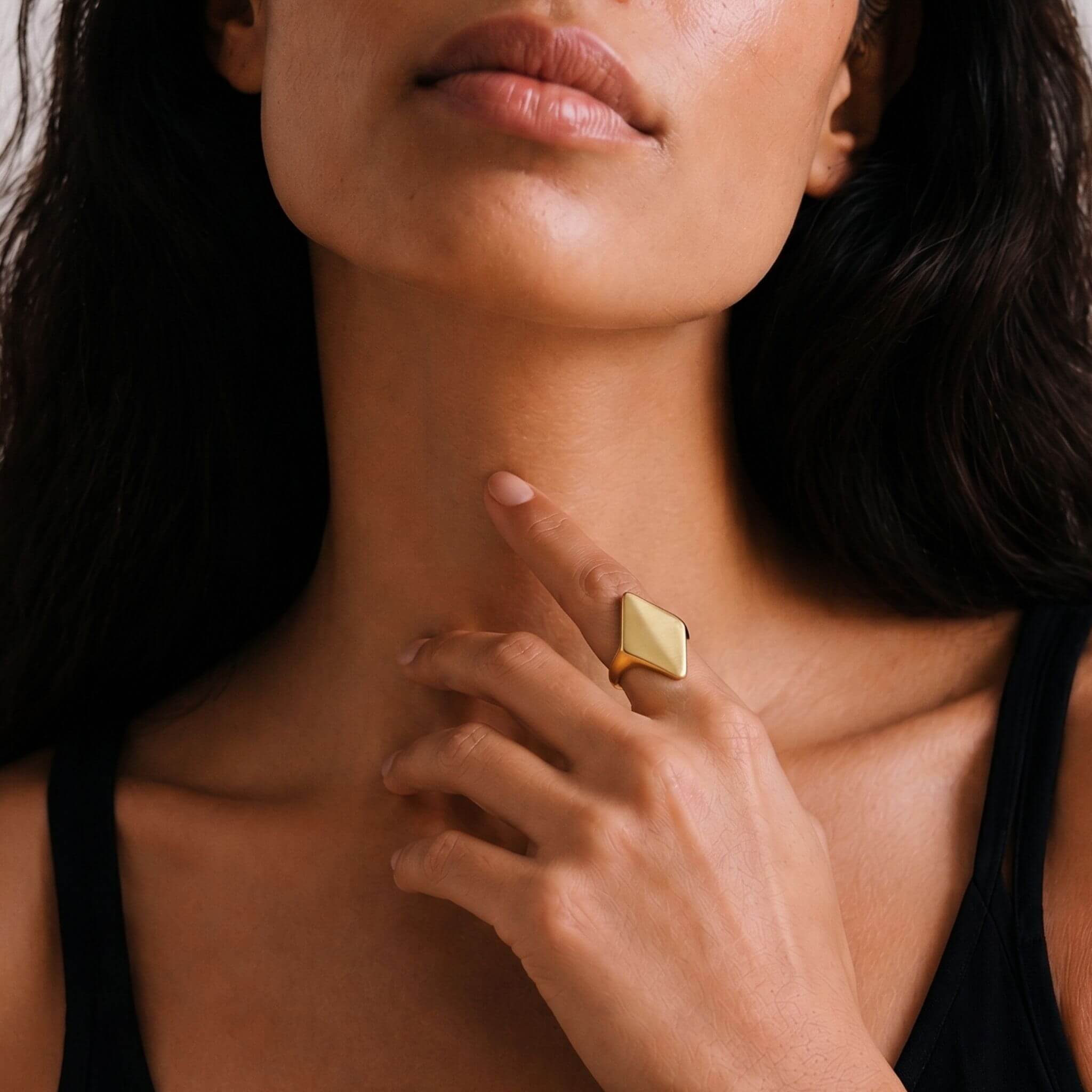 Pia Brass Geometric Pyramid Statement Ring