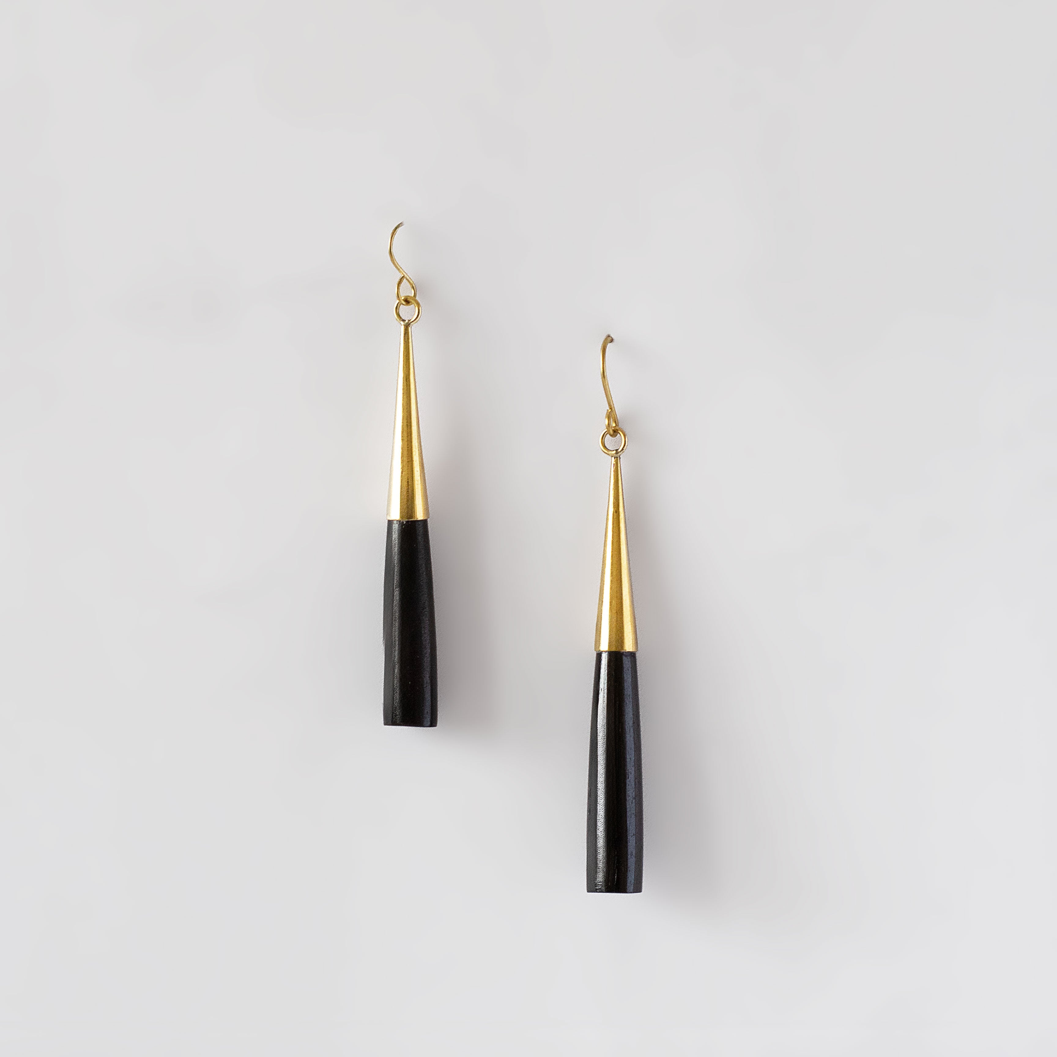 Horn and Recycled Brass Drop Hook Earrings - Lulu