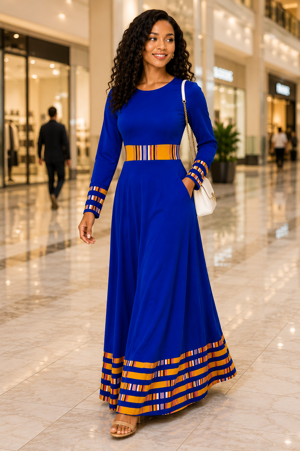 Dashiki Formal Long Sleeved Maxi Dress