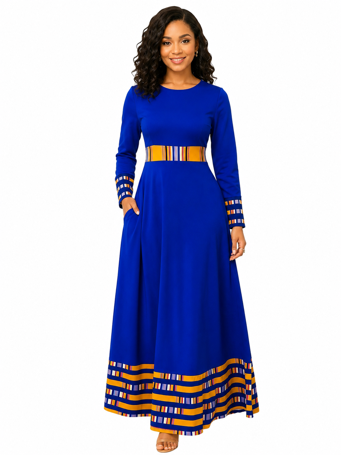 Dashiki Formal Long Sleeved Maxi Dress
