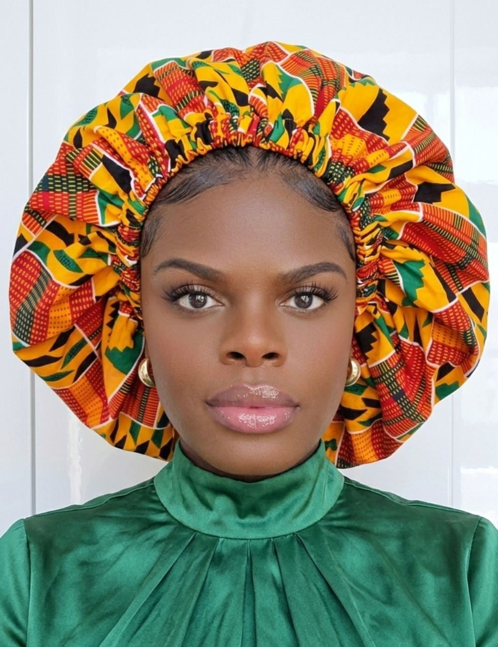 XL Silk Lined African Print Bonnet