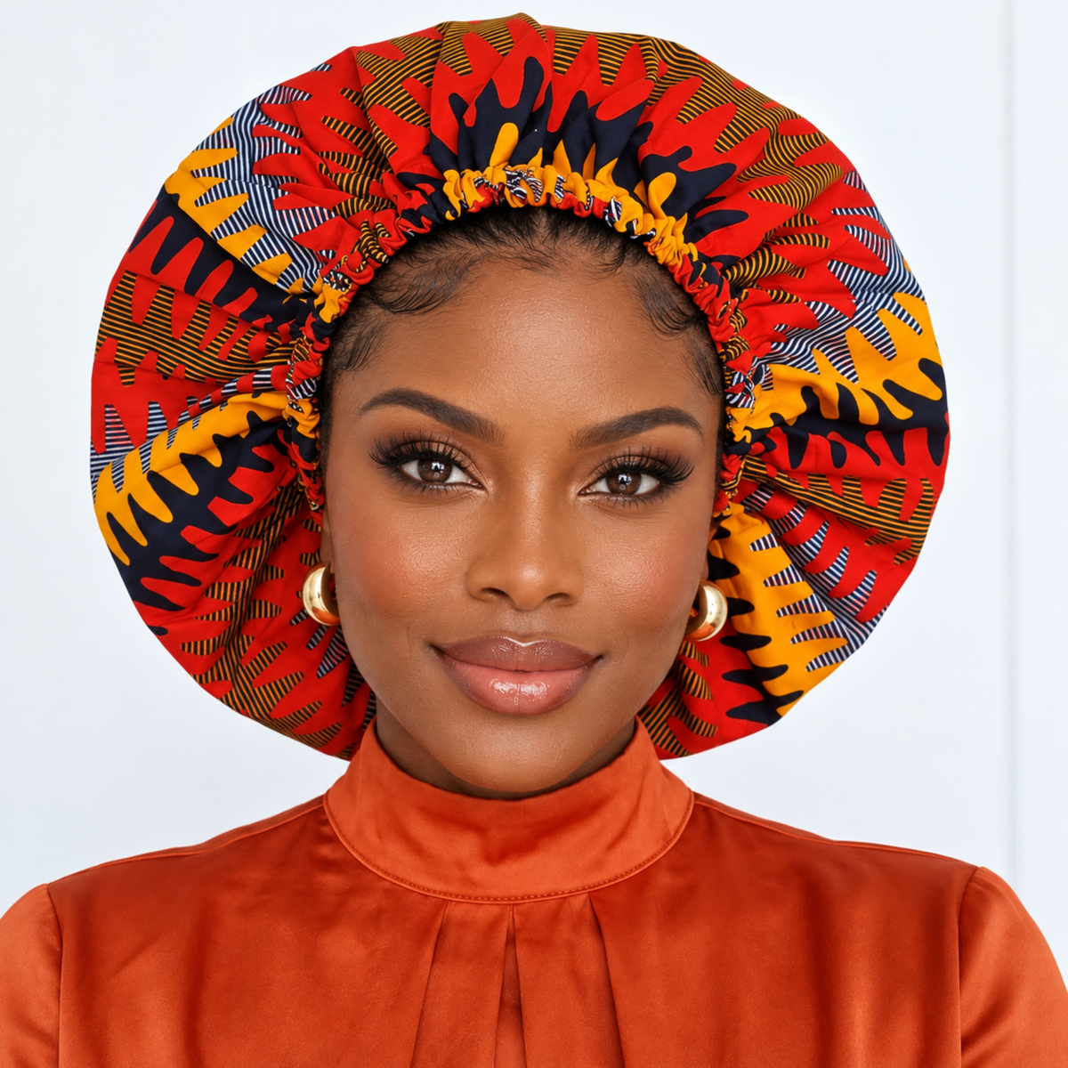 XL Silk Lined African Print Bonnet