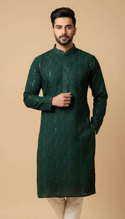 Dark green kurta set
