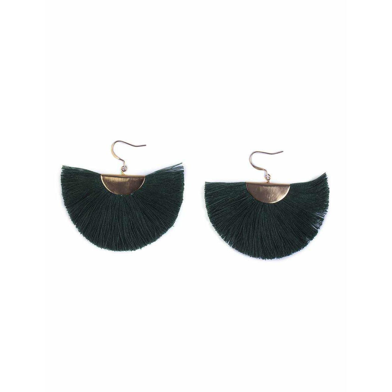Cleo Fan Boho Colorful Brass Earrings - Thailand