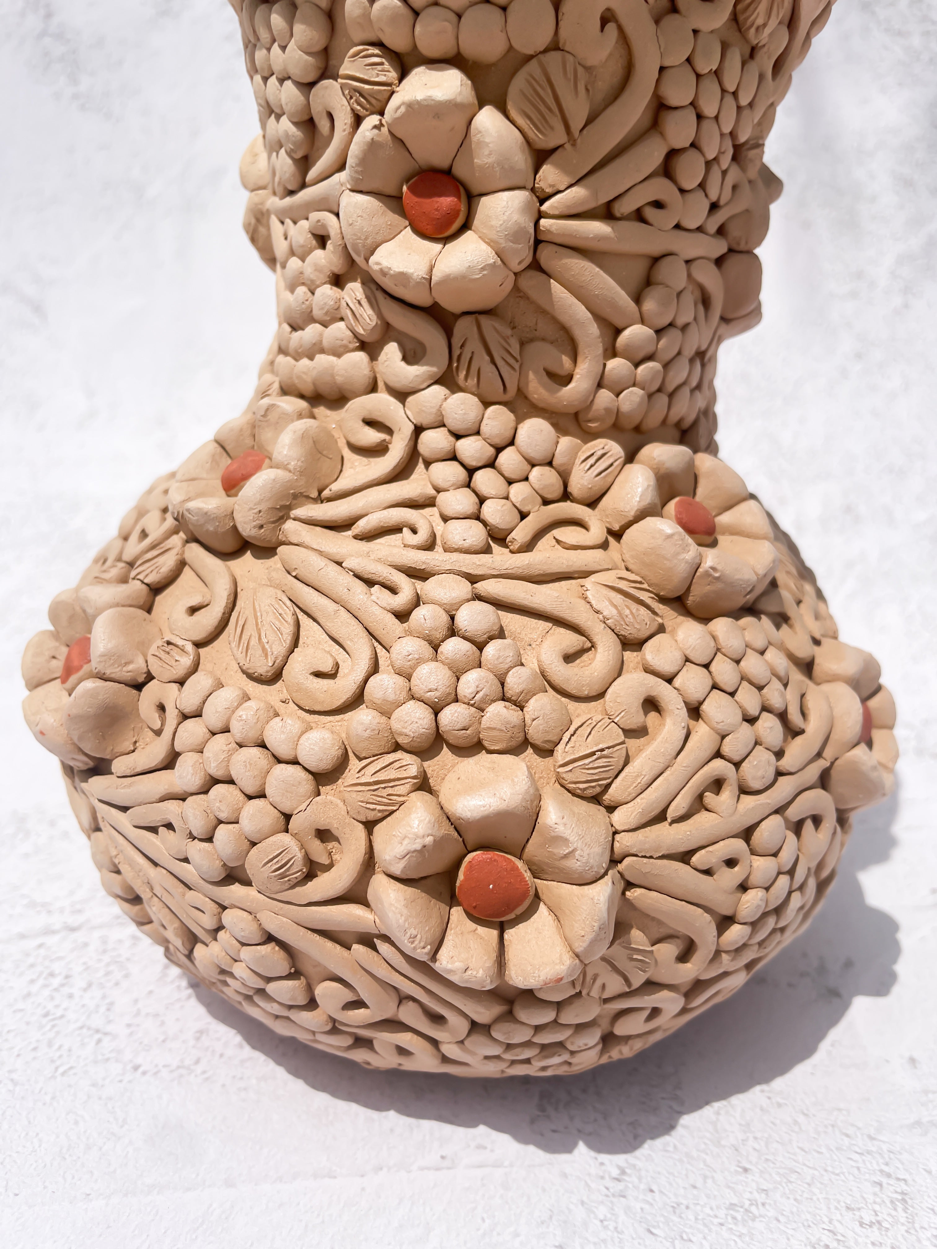 Oaxaca Pottery Vase Large Vase - Florero Bordado En Barro