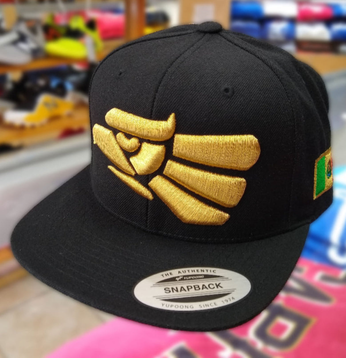 Embroidered Eagle and flag Mexico WIDE logo SnapBack hat