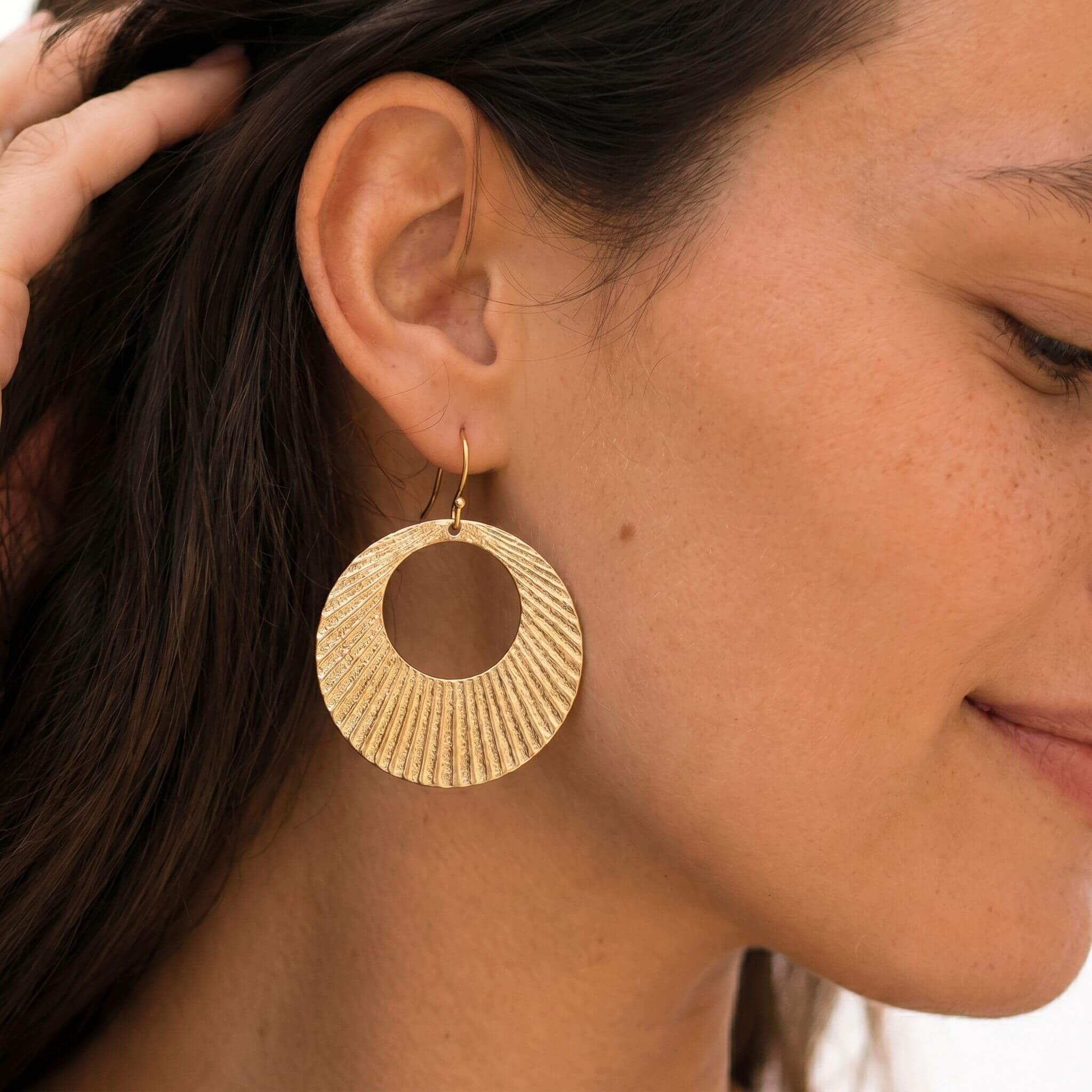Mali Circle Hoop Brass Earrings for Women