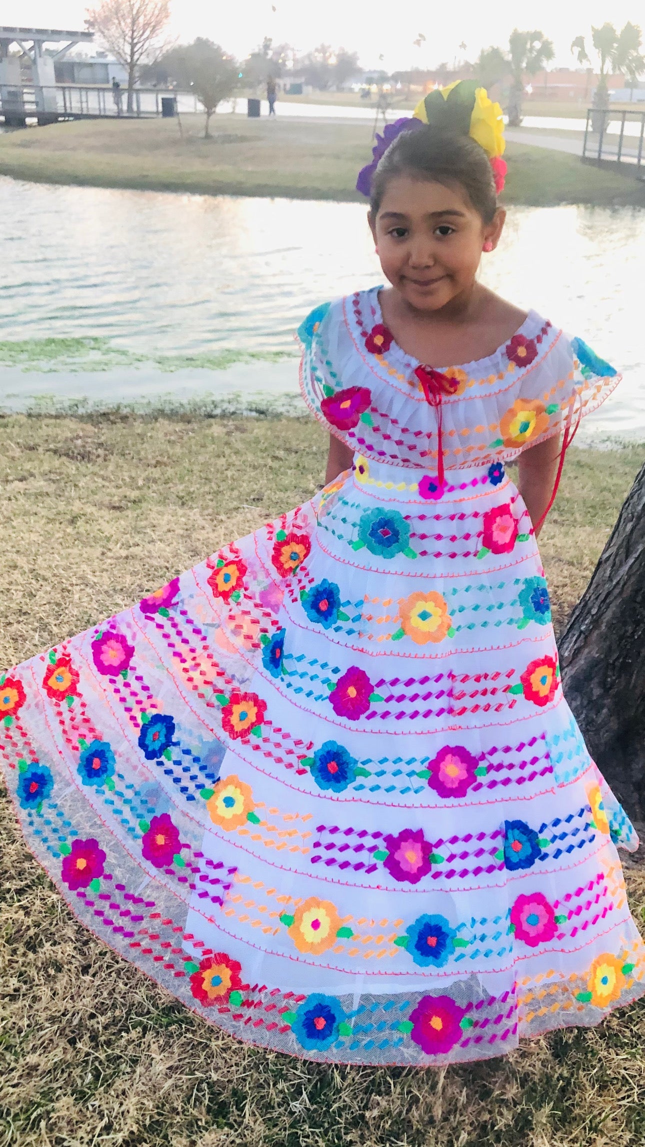 Mexican Chiapaneca Dress for Girls White